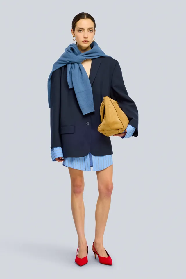 Semicouture Deana giacca fresco lana blu rever regular
