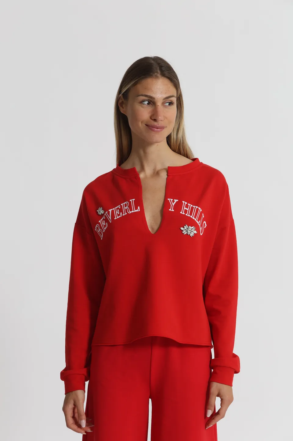 Mimi Mua Beverly Hills felpa rossa strass