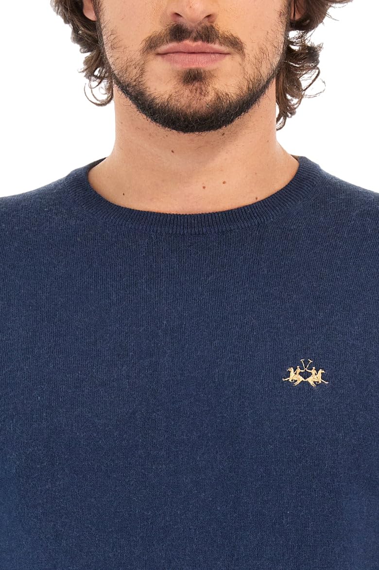 La Martina Wilmar Blue Navy felpa girocollo uomo XXL