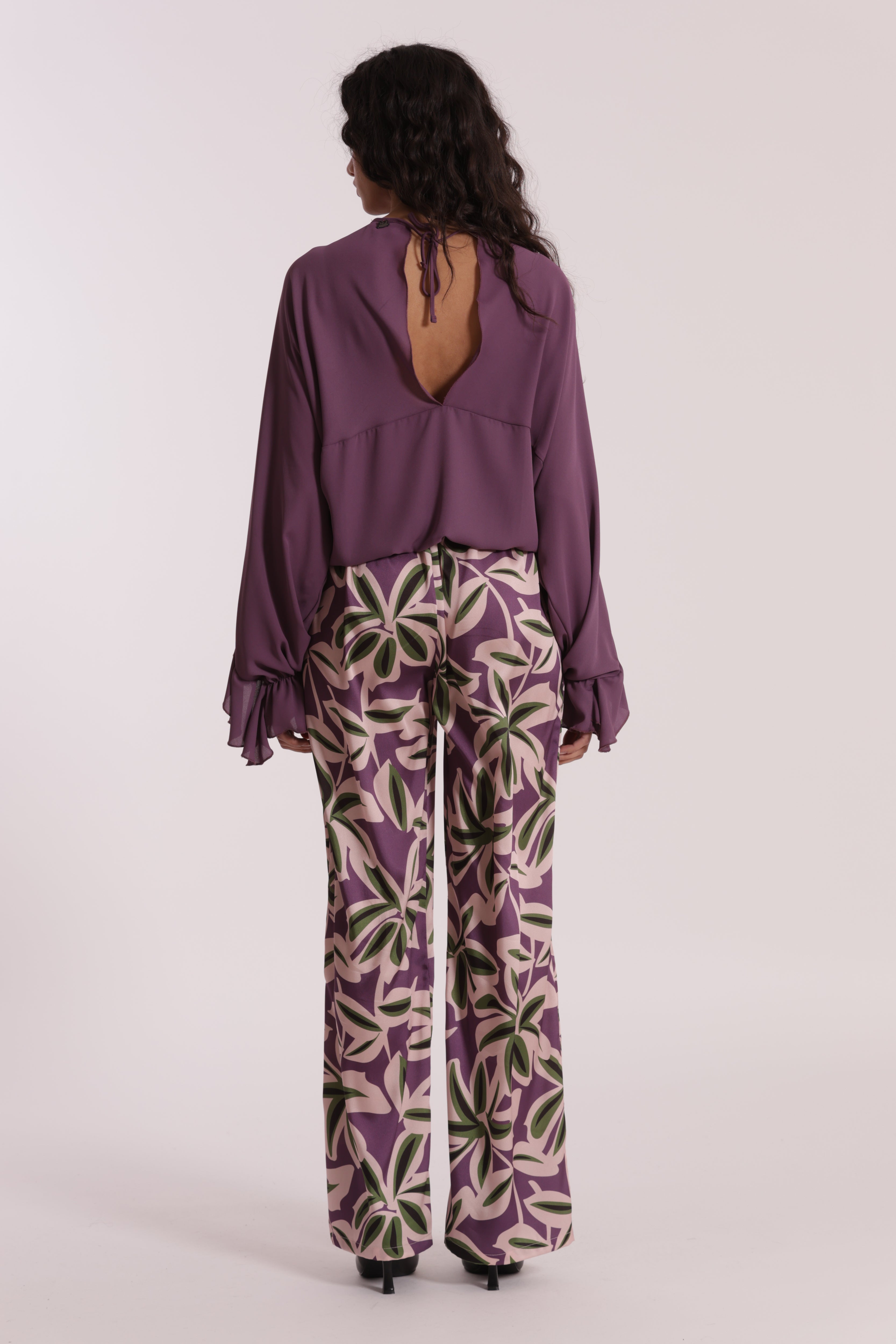 Mimi Mua Pantalone Lungo Fantasia Botanica Malva leggero