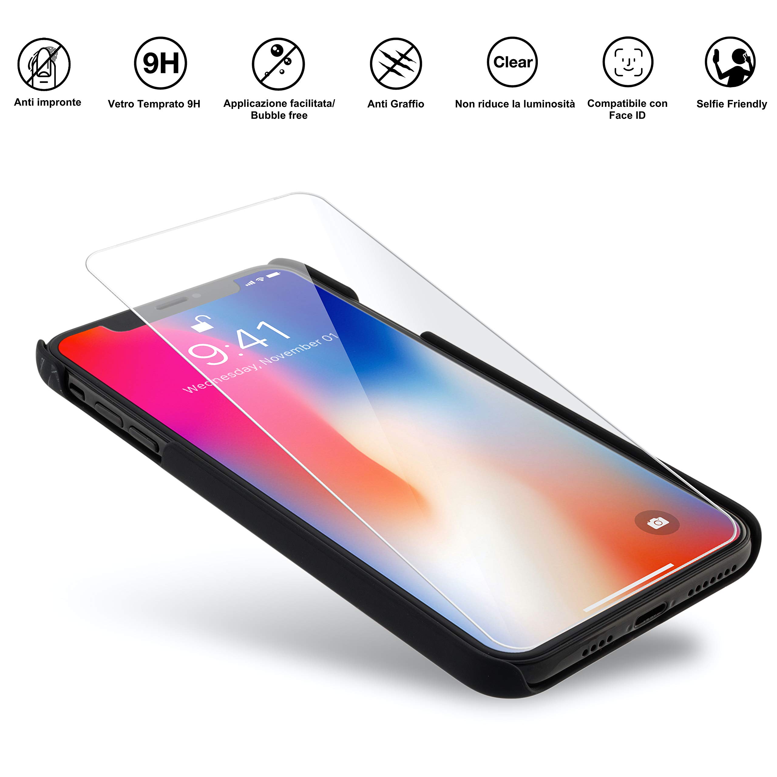 Marcelo Burlon County of Milan cover iPhone XS X vetro 9H