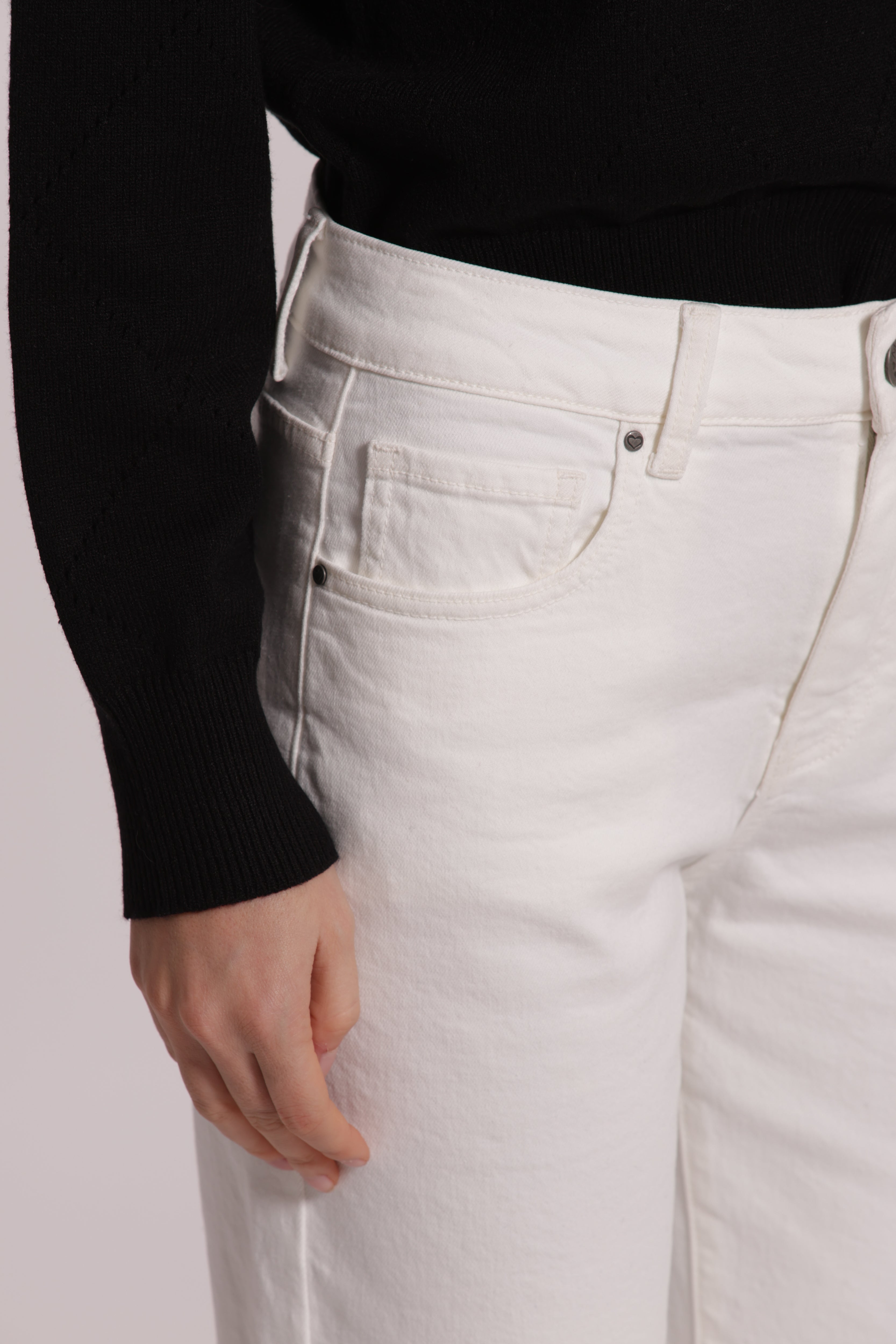 Mimi Mua Jeans Sigaretta Colorato Panna
