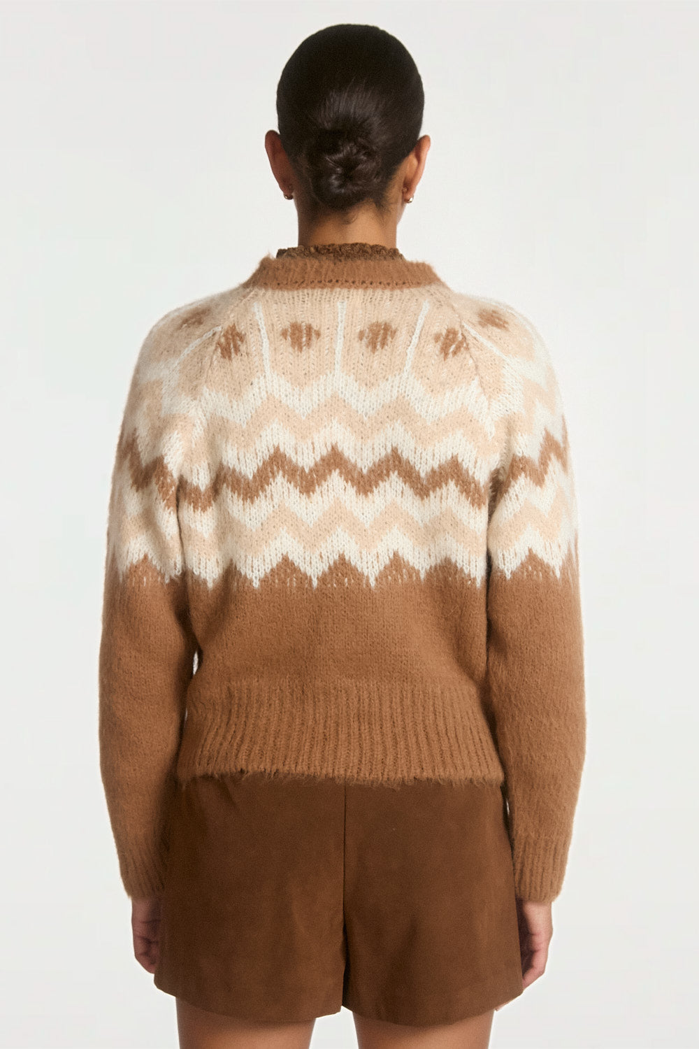 Aaiko Dina cardigan marrone motivo zigzag
