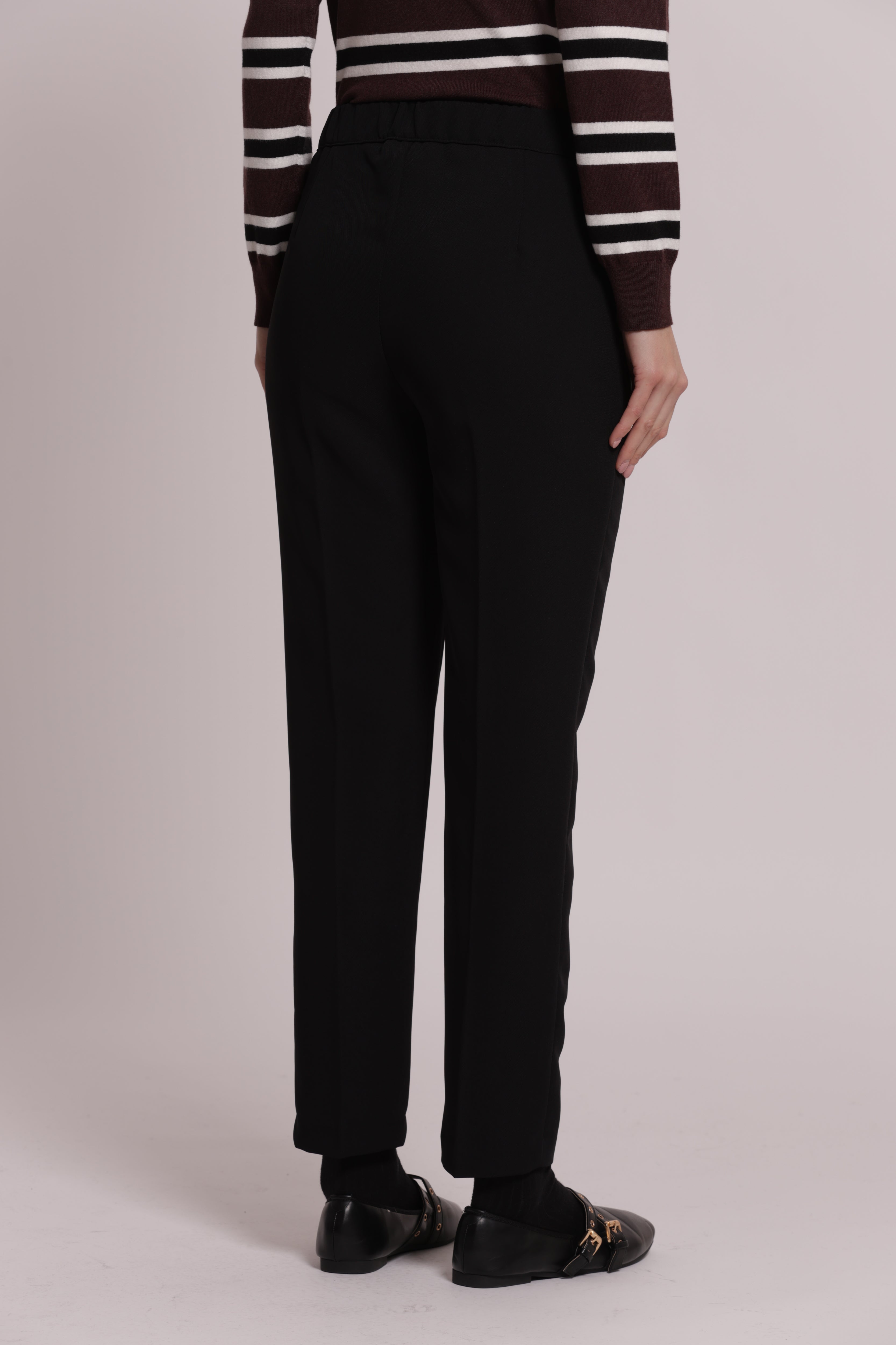 Mimi Mua Pantalone Sigaretta Elastico Dietro Nero Slim