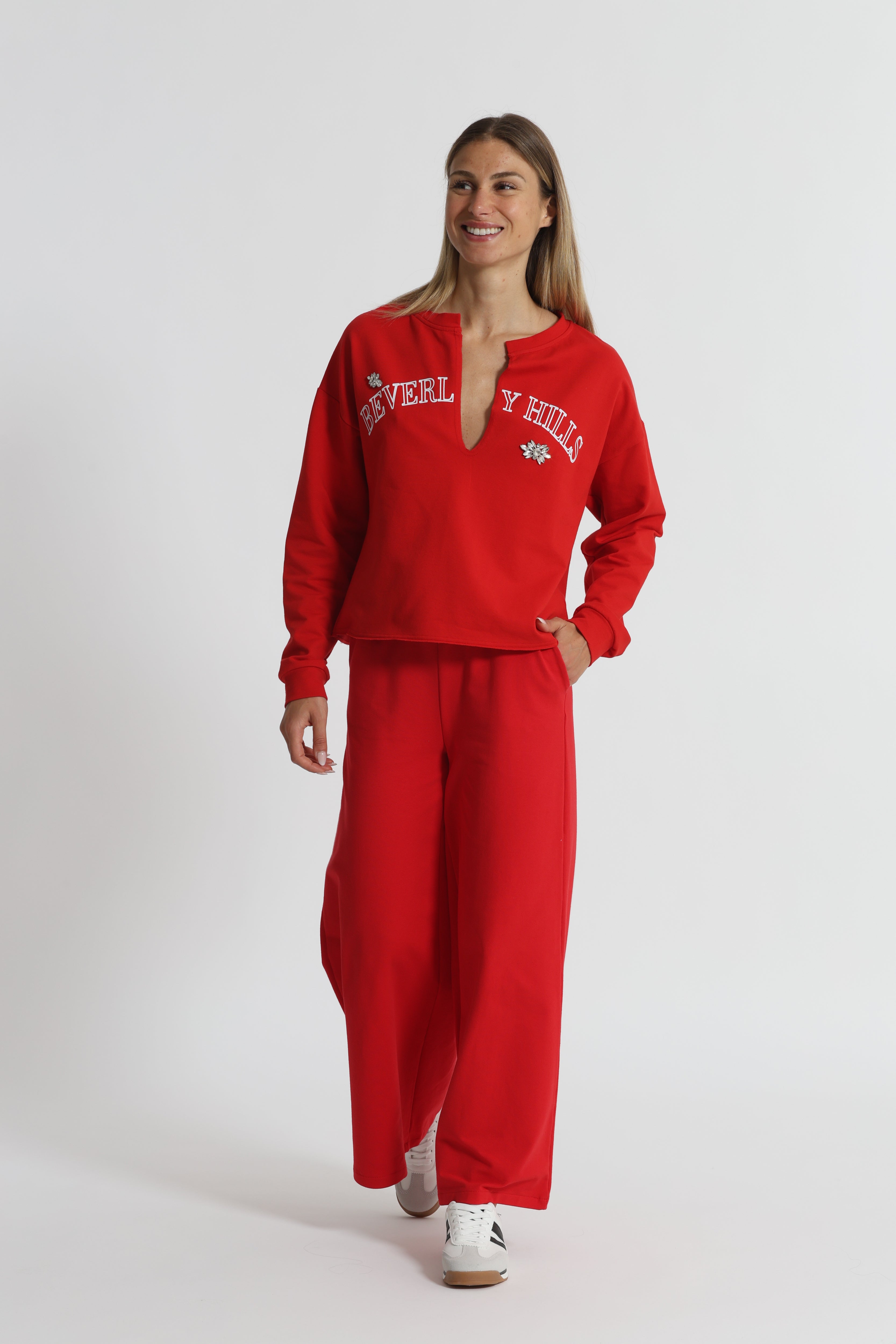 Mimi Mua Beverly Hills felpa rossa strass