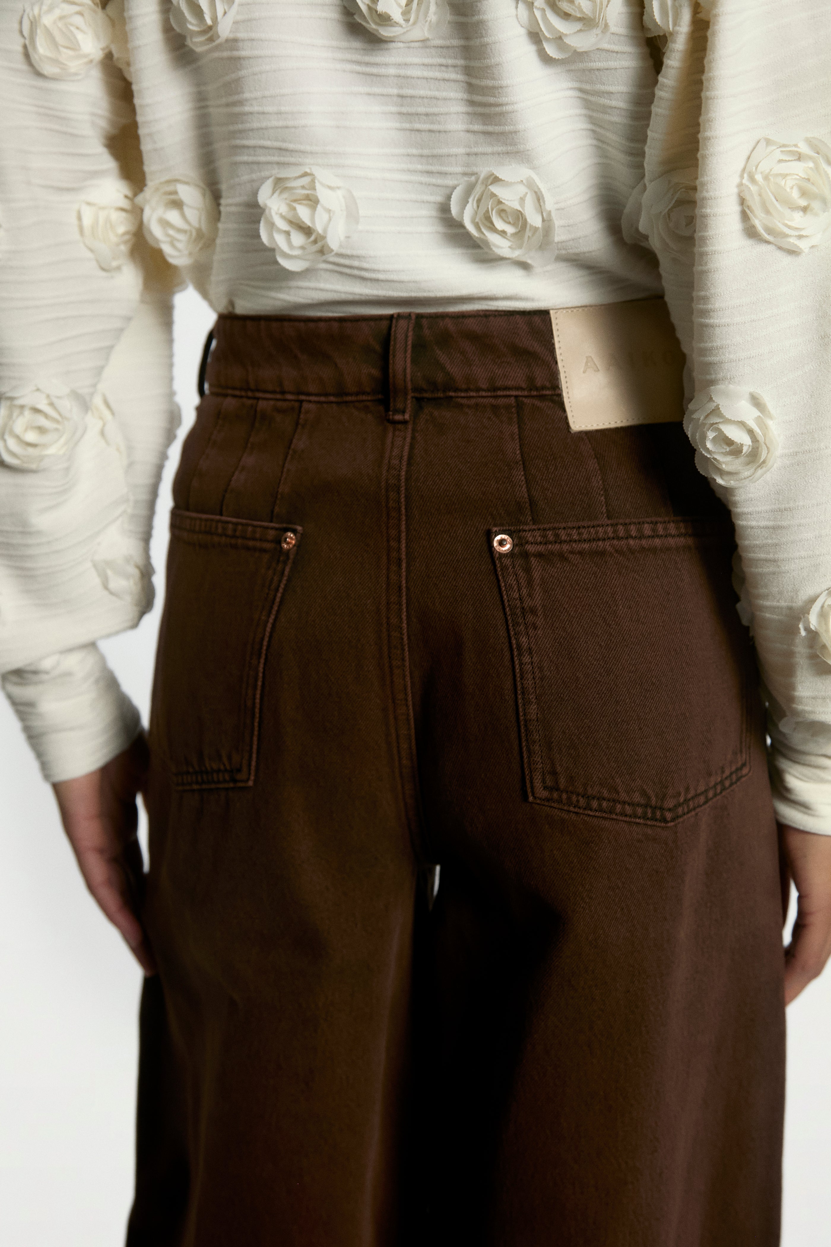 Aaiko Daley jeans barrel marrone scuro vita alta