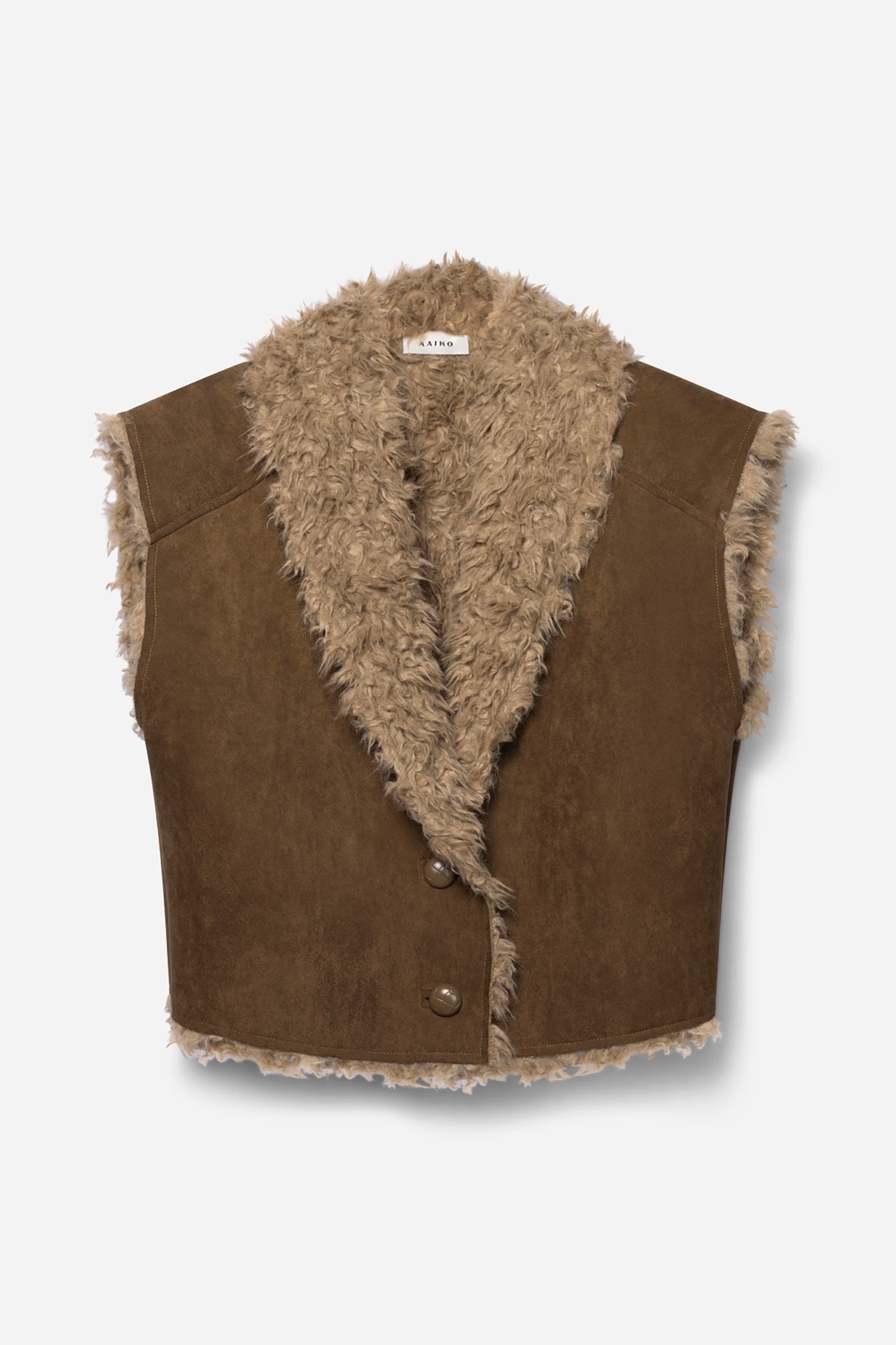 Aaiko Avrelle Gilet verde teak corto con bottoni