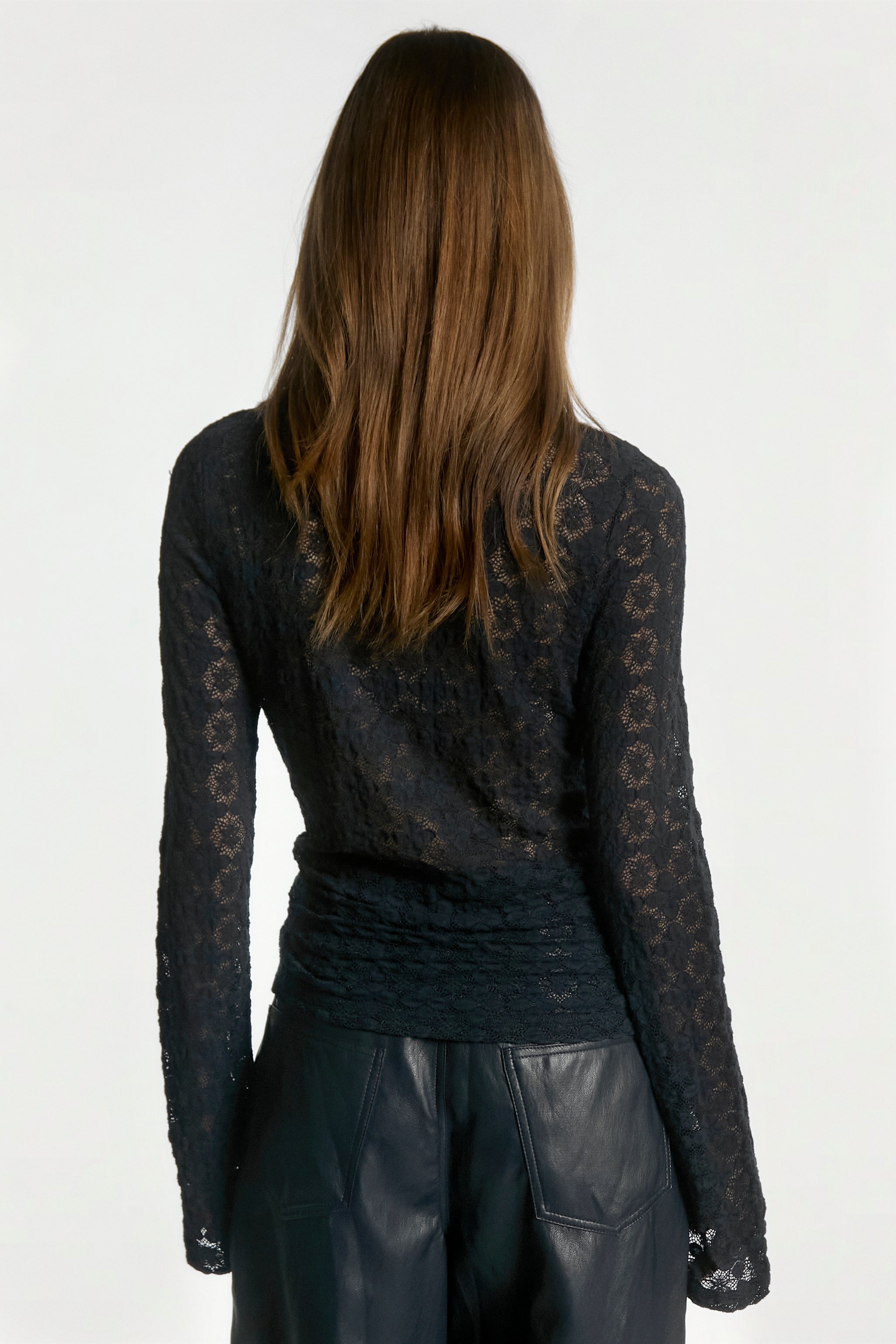 Aaiko Mason top blu pizzo floreale