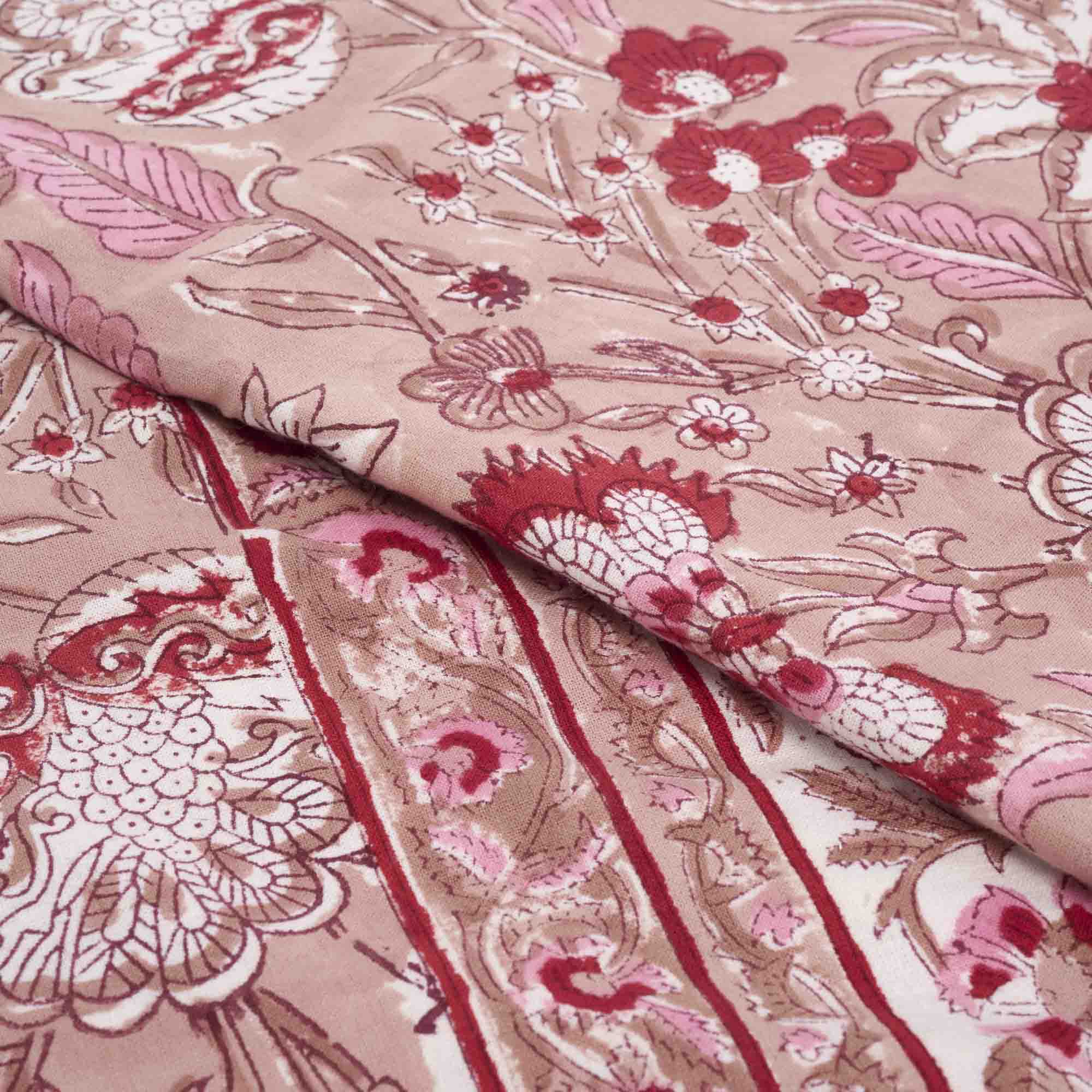 On Earth Cooperative Collection Block-print tovaglia cotone rosa 230x160