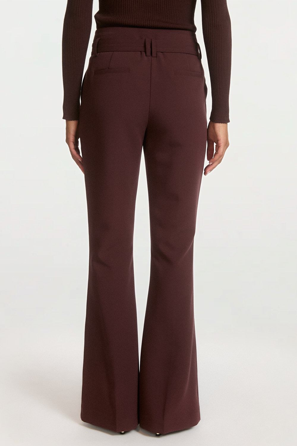 Aaiko Glenn pantaloni flare bordeaux con cintura