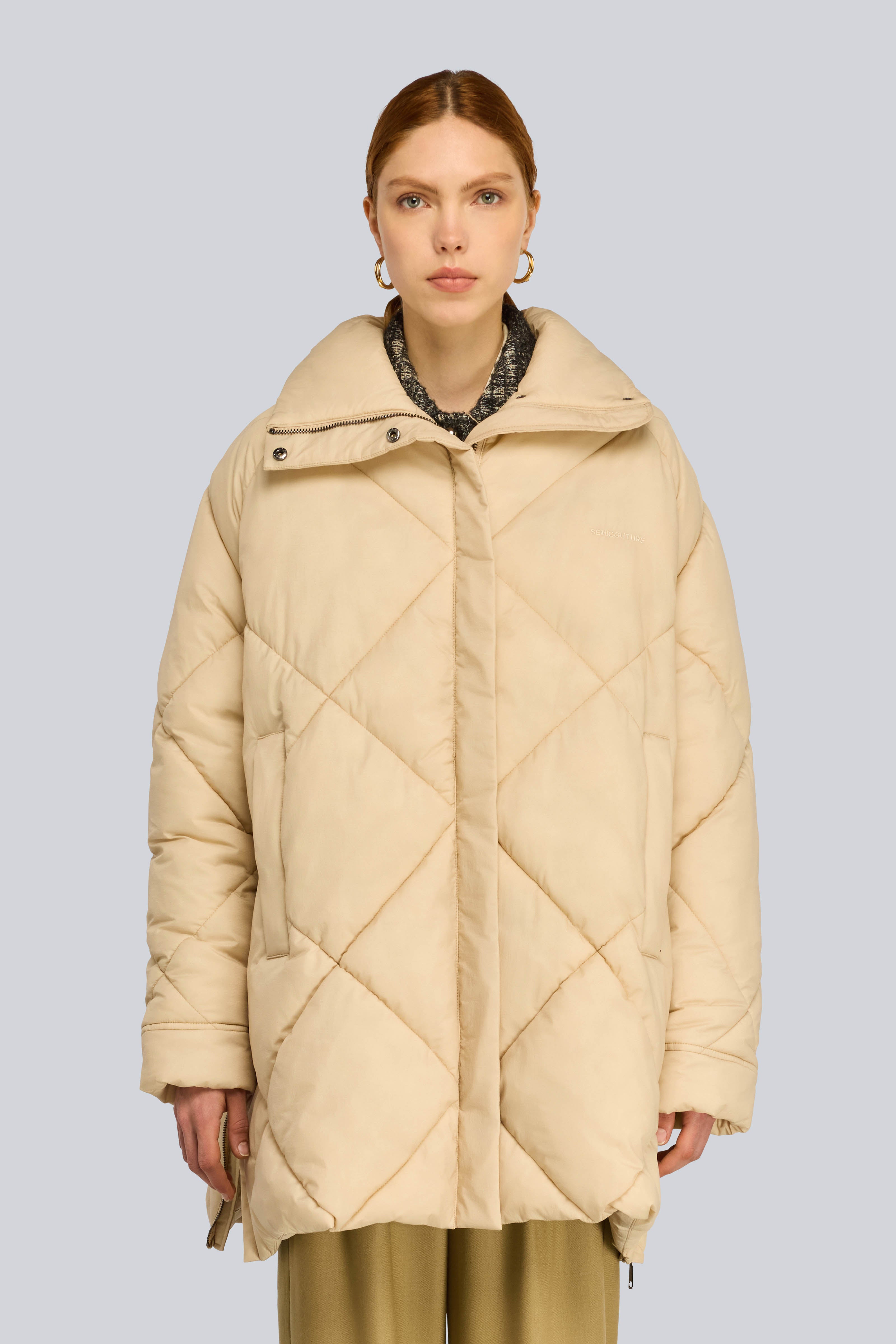 Semicouture Nikole S6WW01 Piumino Sand Chiusura Zip
