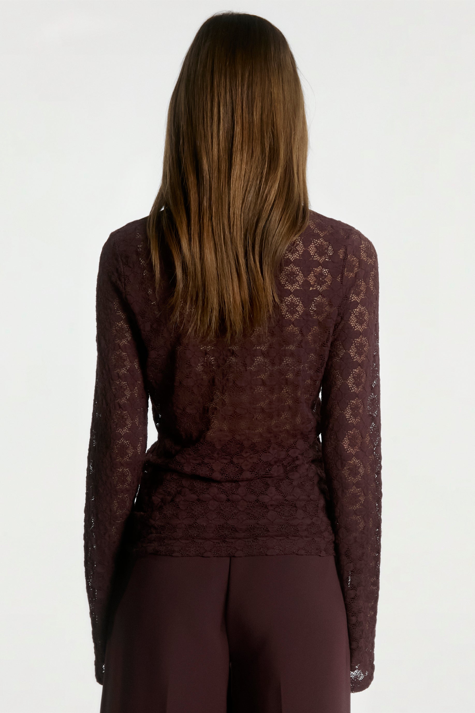 Aaiko Mason top bordeaux in pizzo floreale