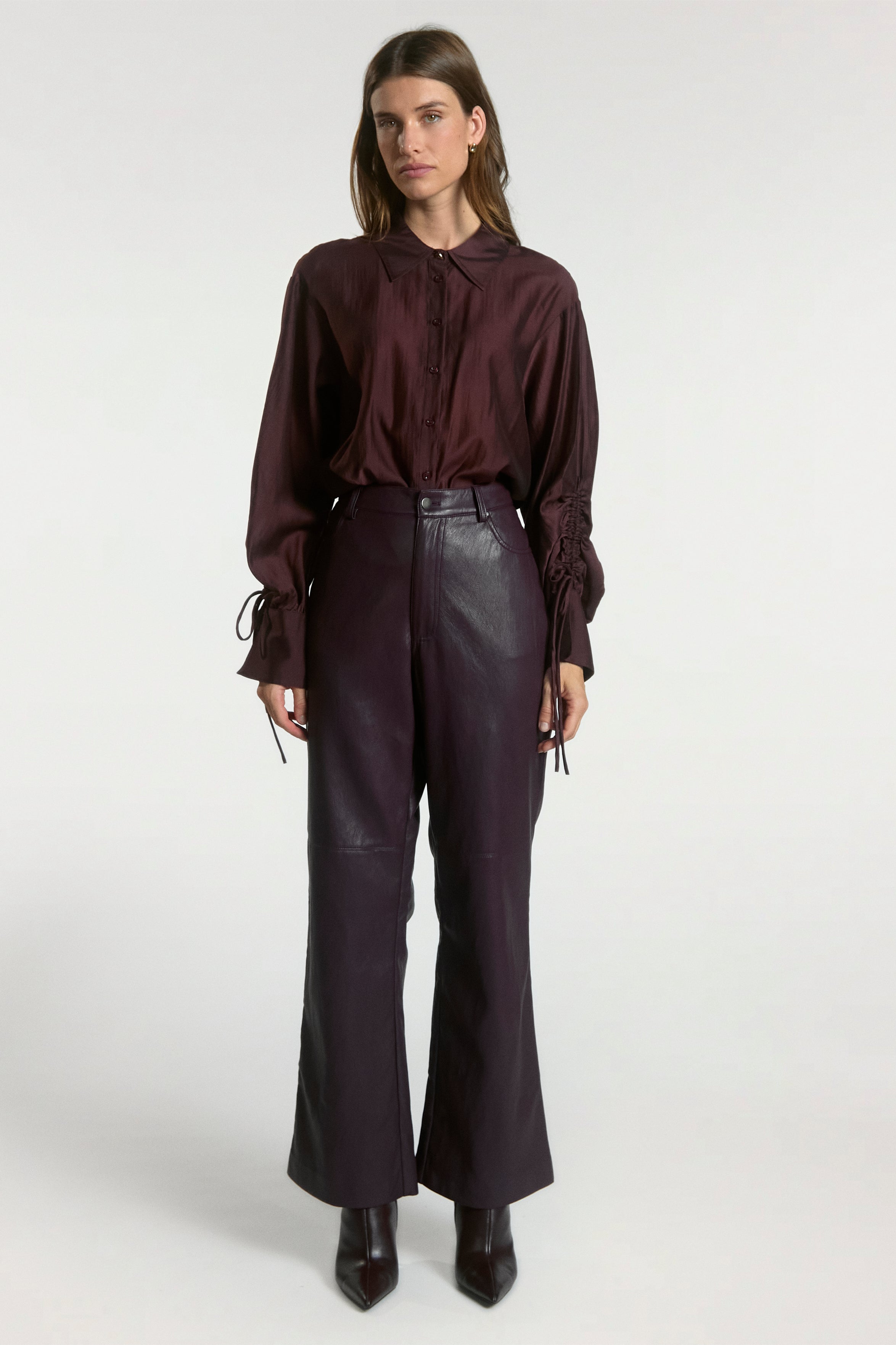 Aaiko Marel camicia bordeaux manica lunga