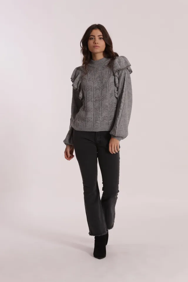 Mimi Mua Jeans Cropped Flare Blu Scuro cotone