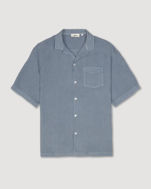 Altea Bart camicia in lino azzurro Carta da zucchero