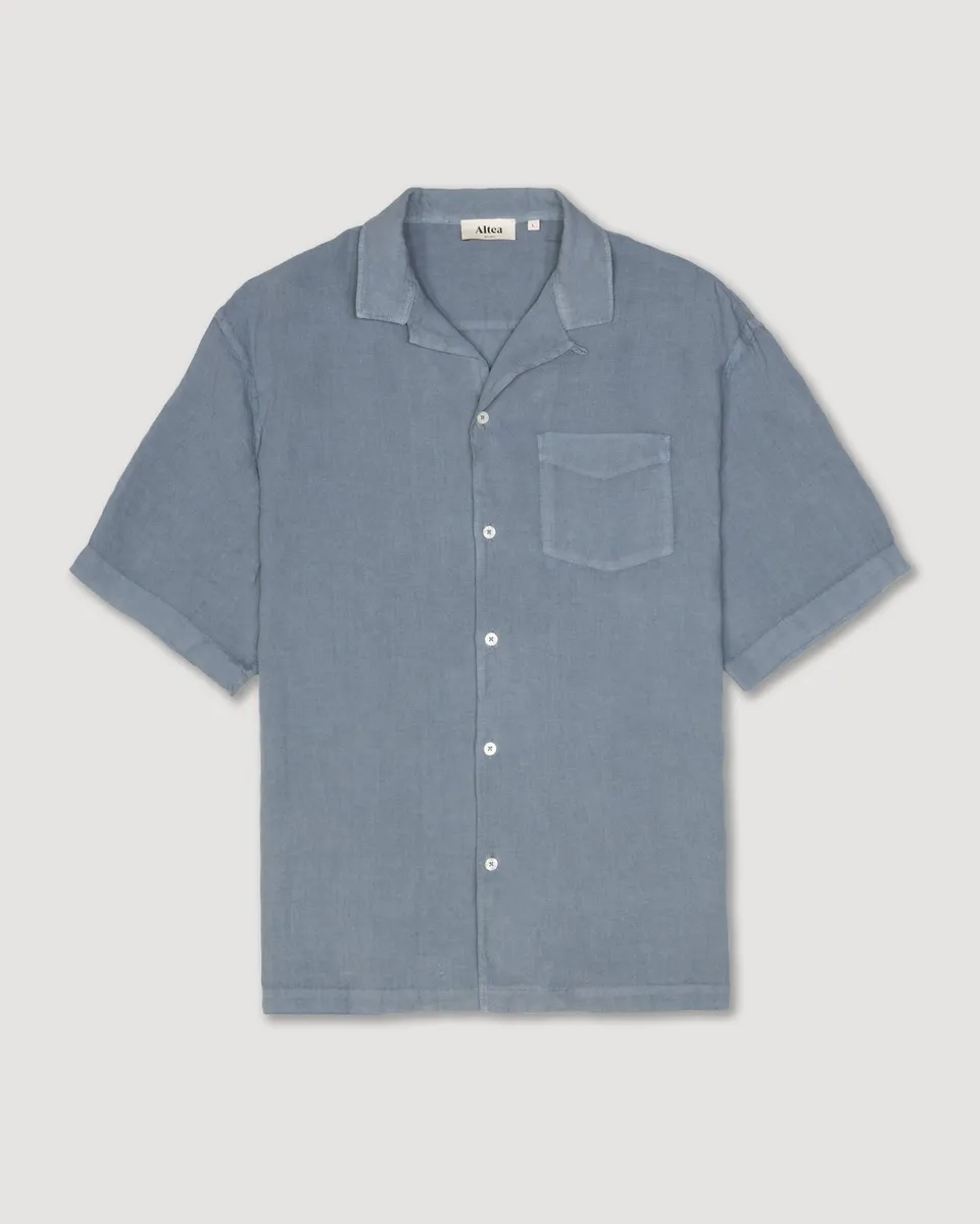 Altea Bart camicia in lino azzurro Carta da zucchero