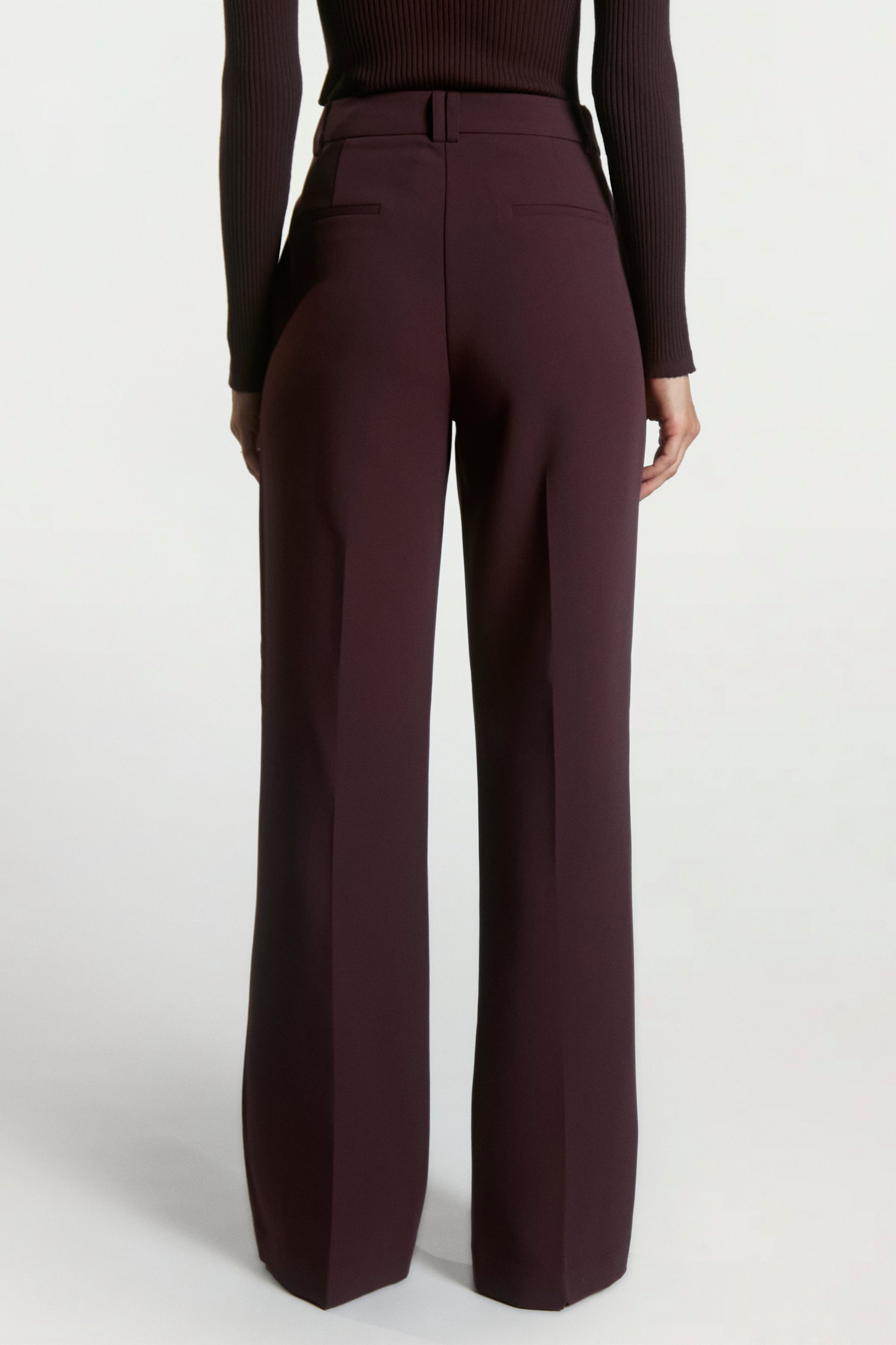 Aaiko Chantalle pantaloni bordeaux gamba larga piega