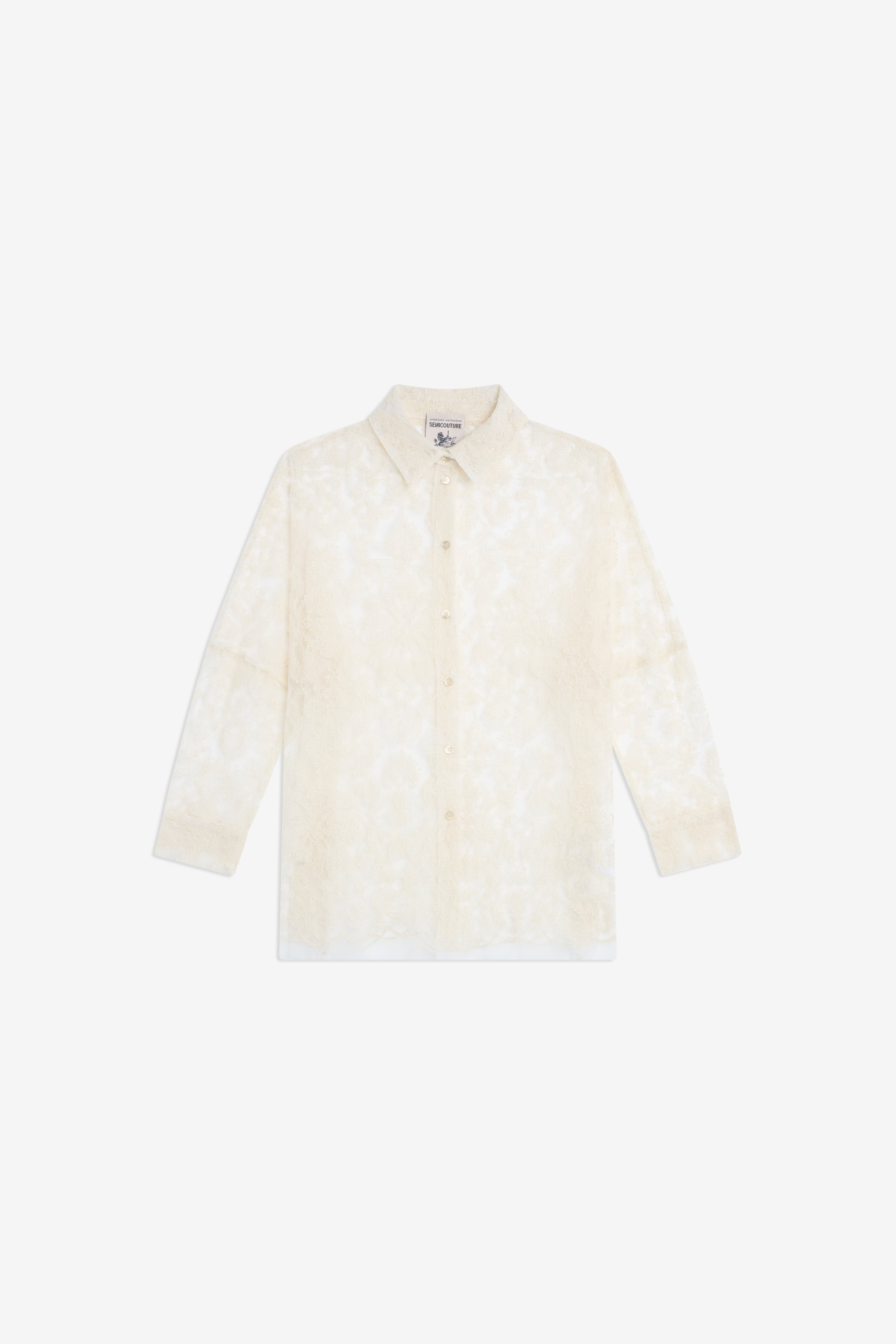 Semicouture Kat S6WQ45 camicia tulle burro ricamata