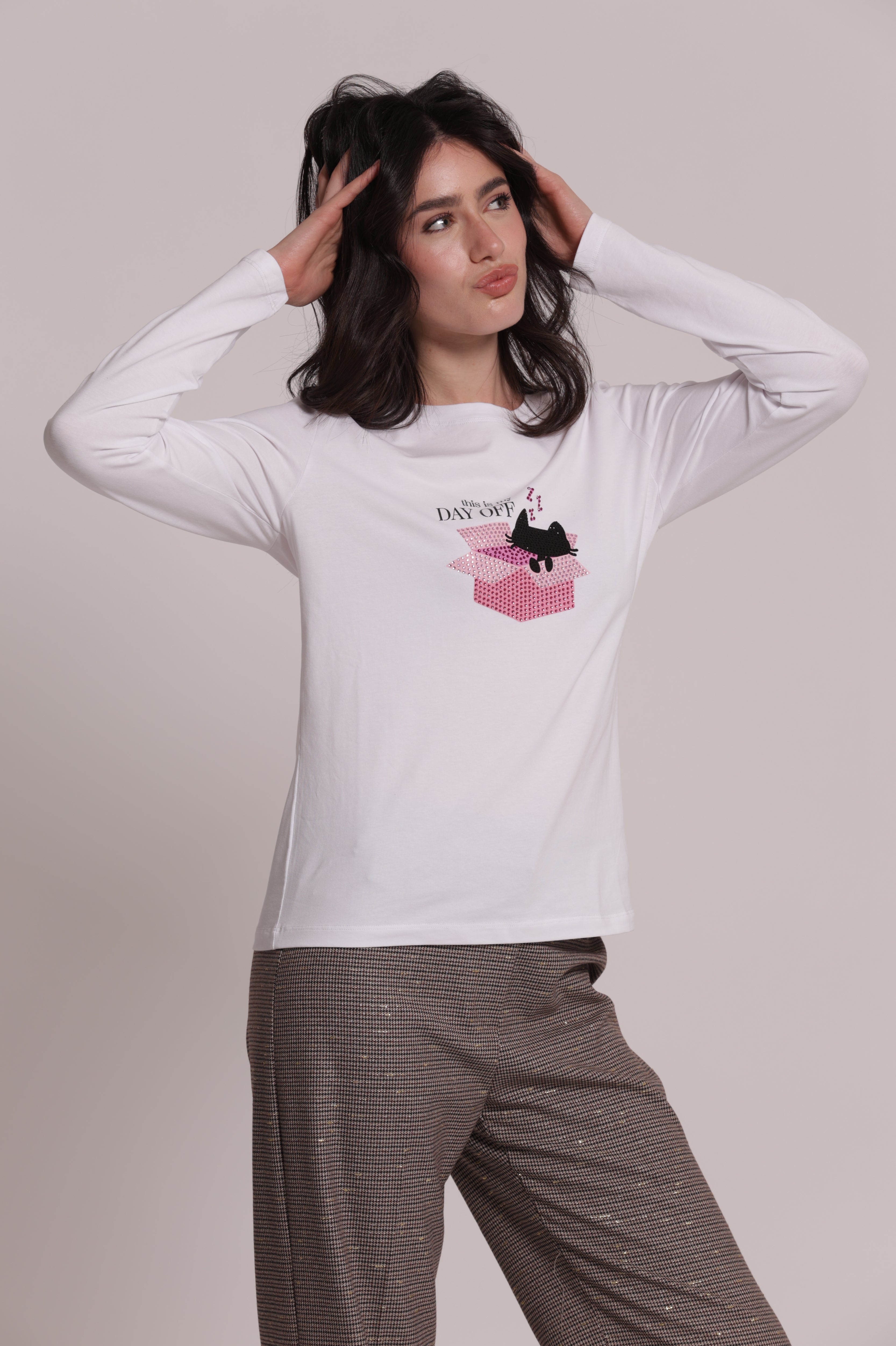 Mimi Mua This Is My Day Off T-shirt Maniche Lunghe