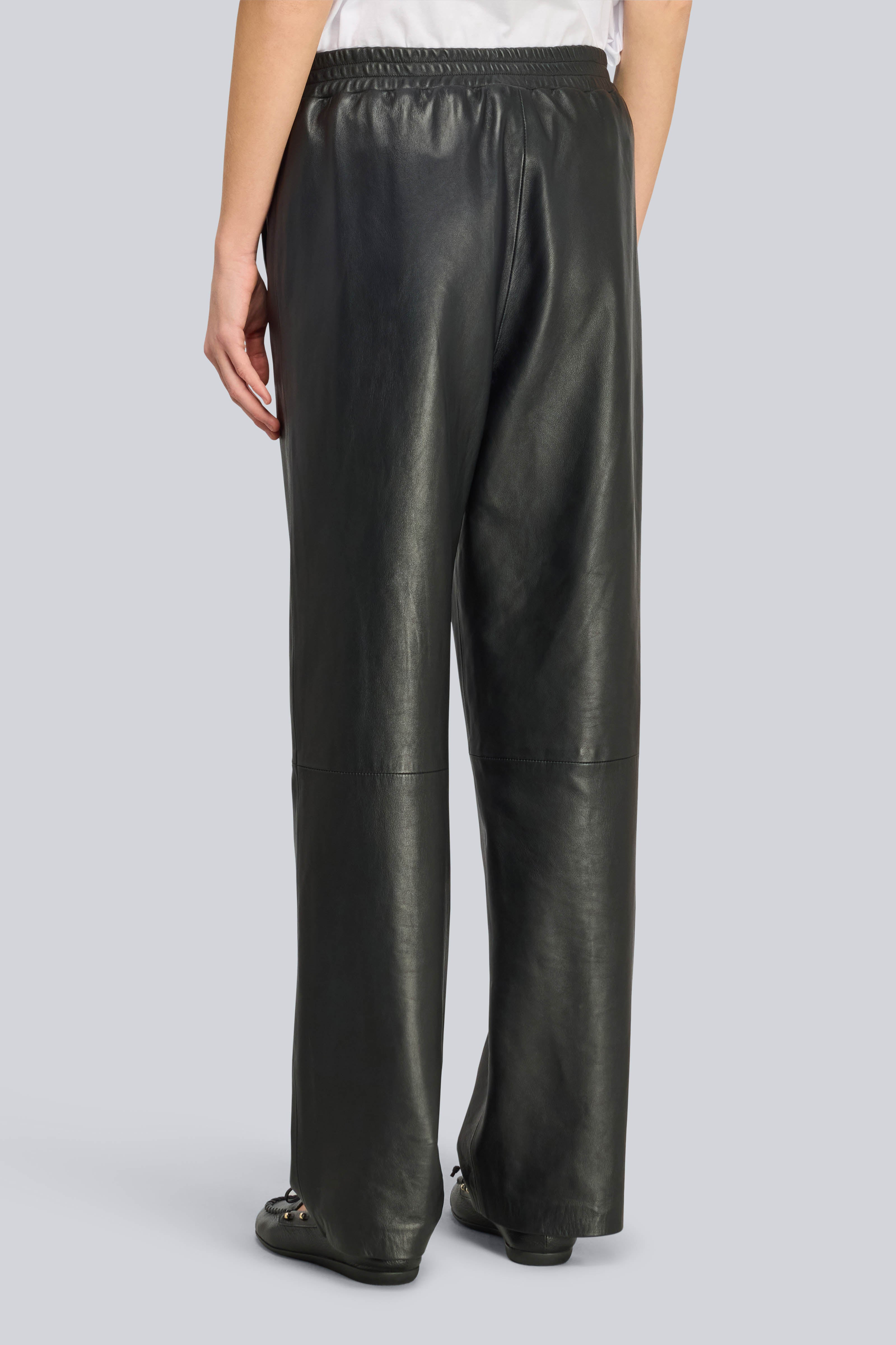 Semicouture Gertrude pantalone pelle nero arricciato