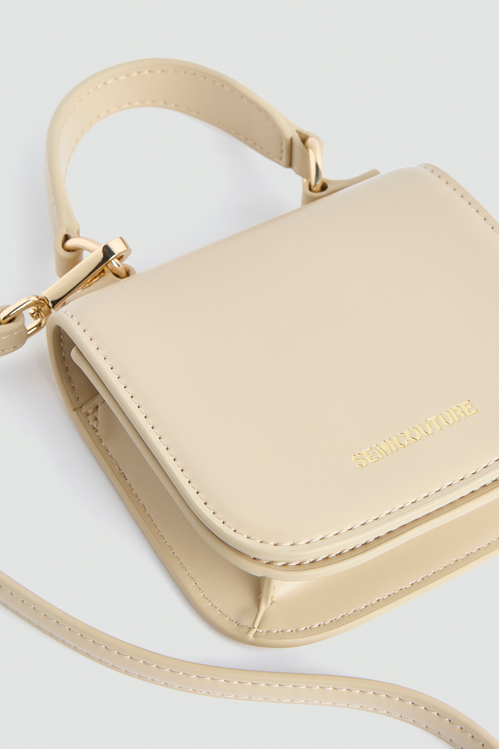 Semicouture Afrodite mini bag camel tracolla oro