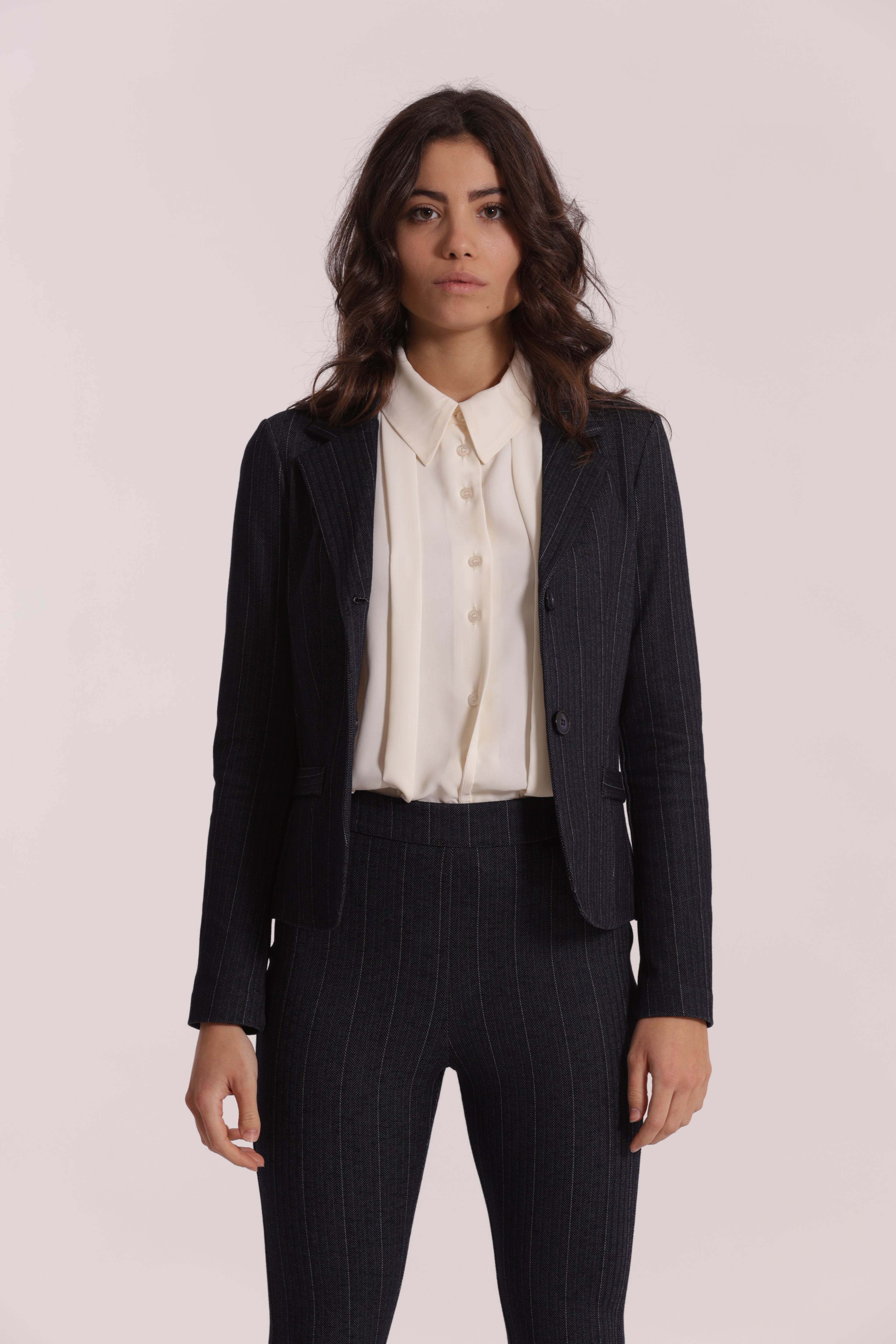 Mimi Mua Giacca Corta Punto Milano Jeans Blu