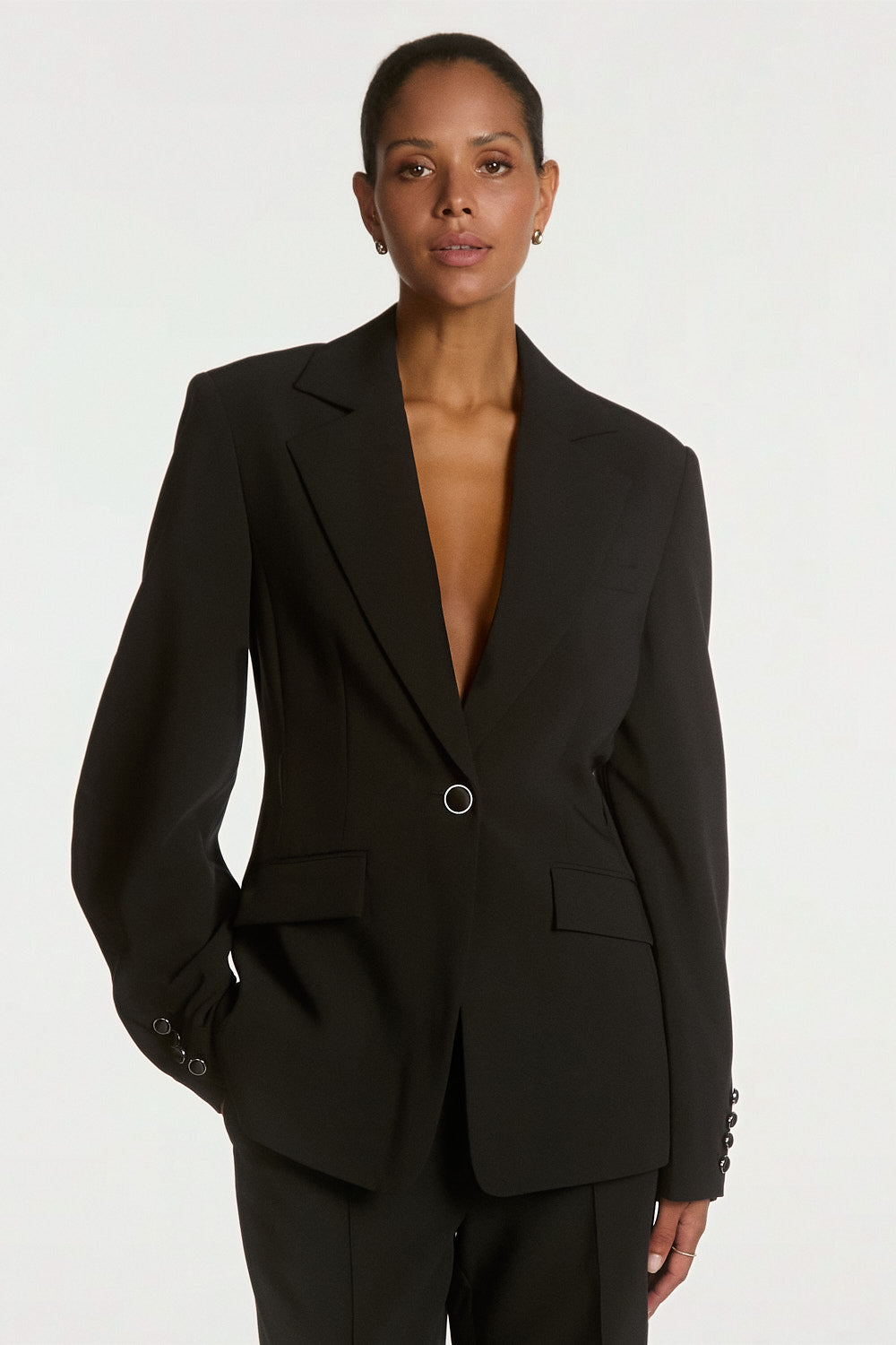 Aaiko Camille blazer nero cintura satin
