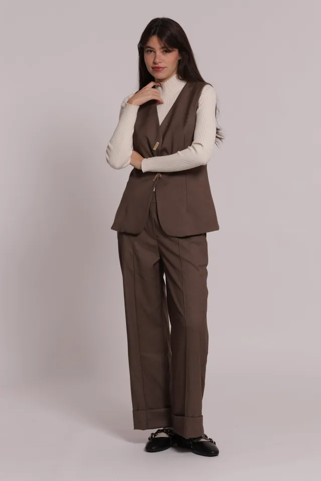 Mimi Mua pantalone in vanz con risvolto sul fondo pantaloni nero S
