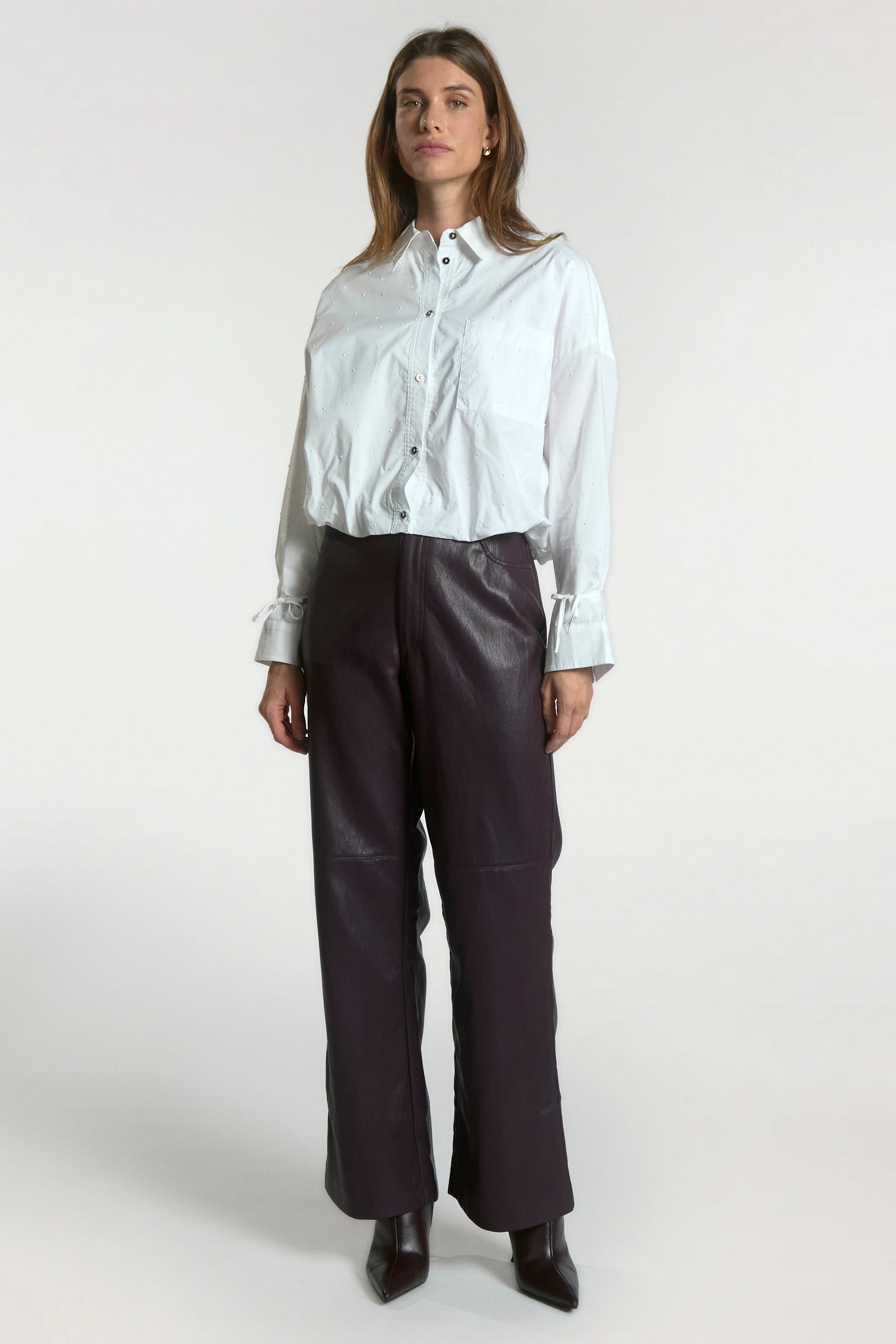 Aaiko Mikkie camicia bianca in popeline strass