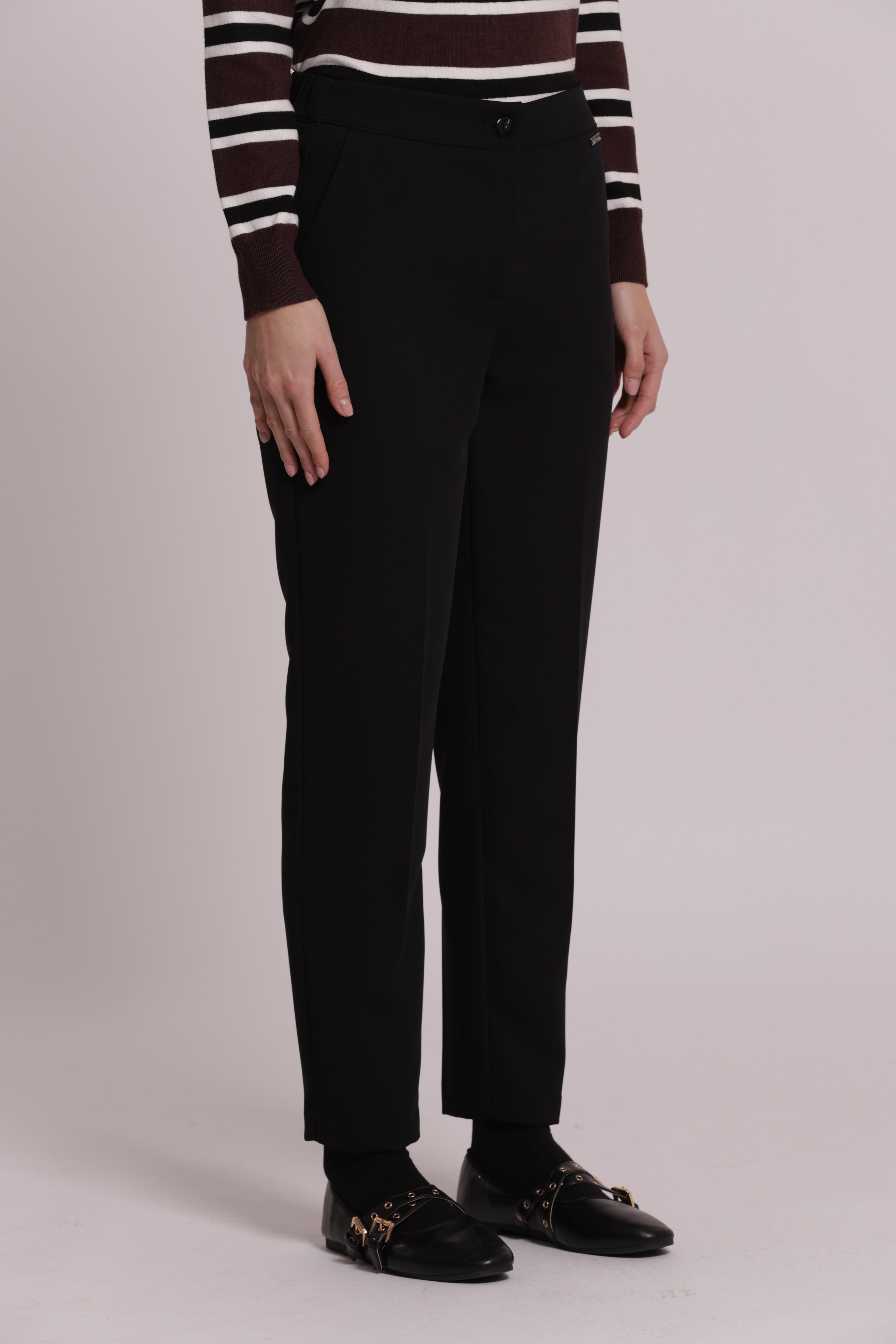 Mimi Mua Pantalone Sigaretta Elastico Dietro Nero Slim
