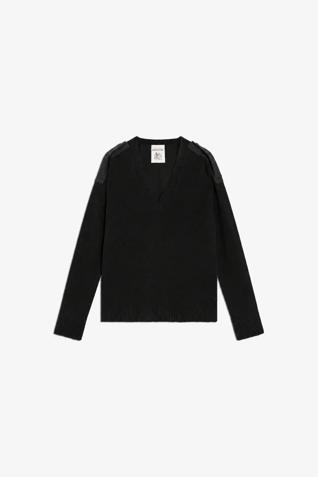 Semicouture Brandie maglia scollo a V merinos nera