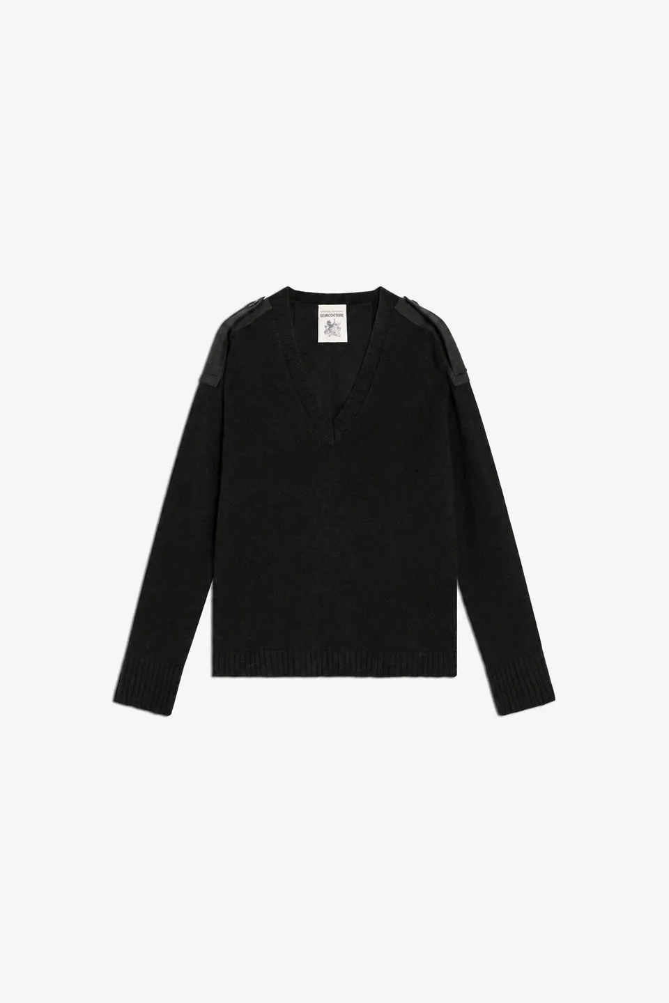 Semicouture Brandie maglia scollo a V merinos nera