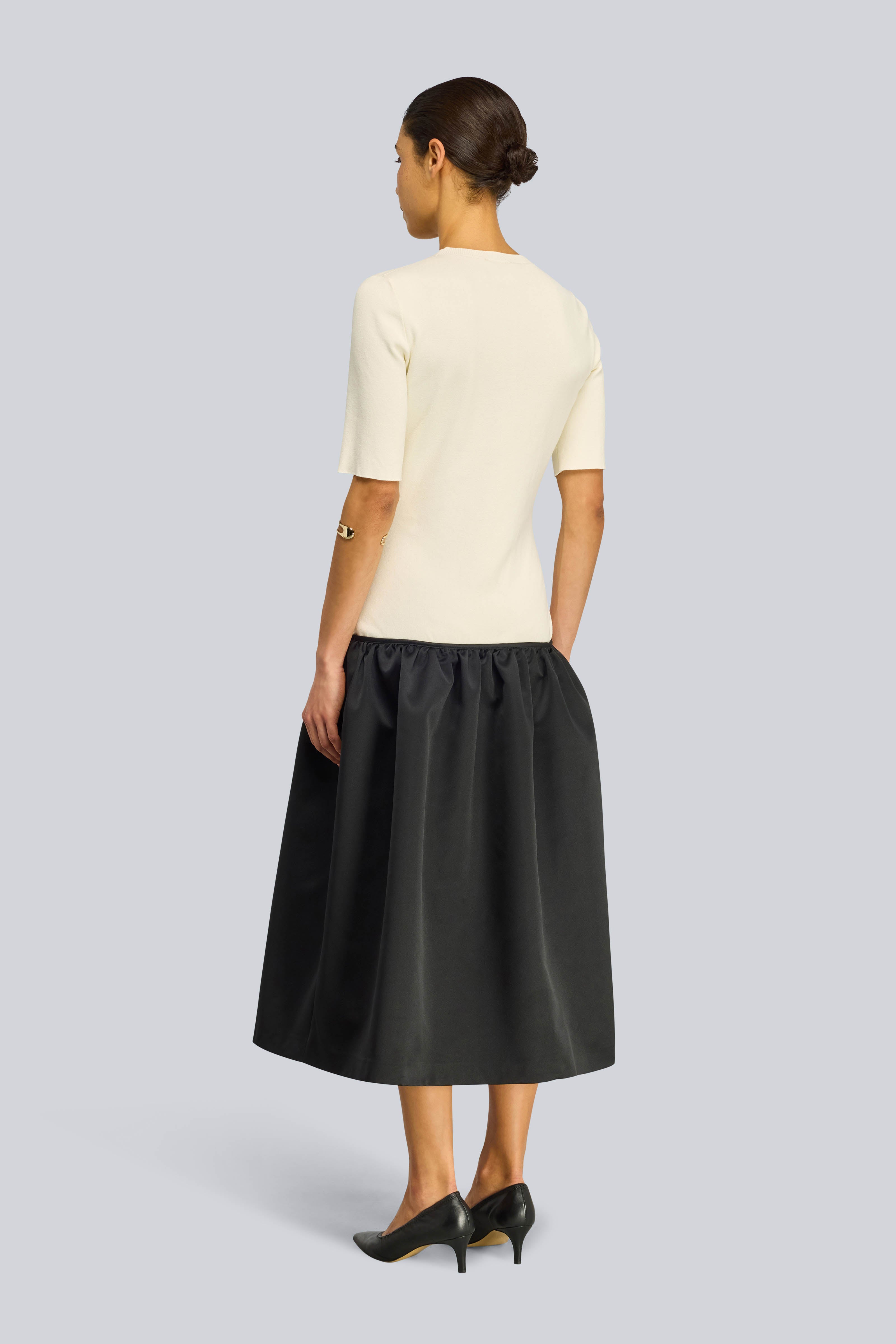 Semicouture Flaviana abito midi burro nero duchesse