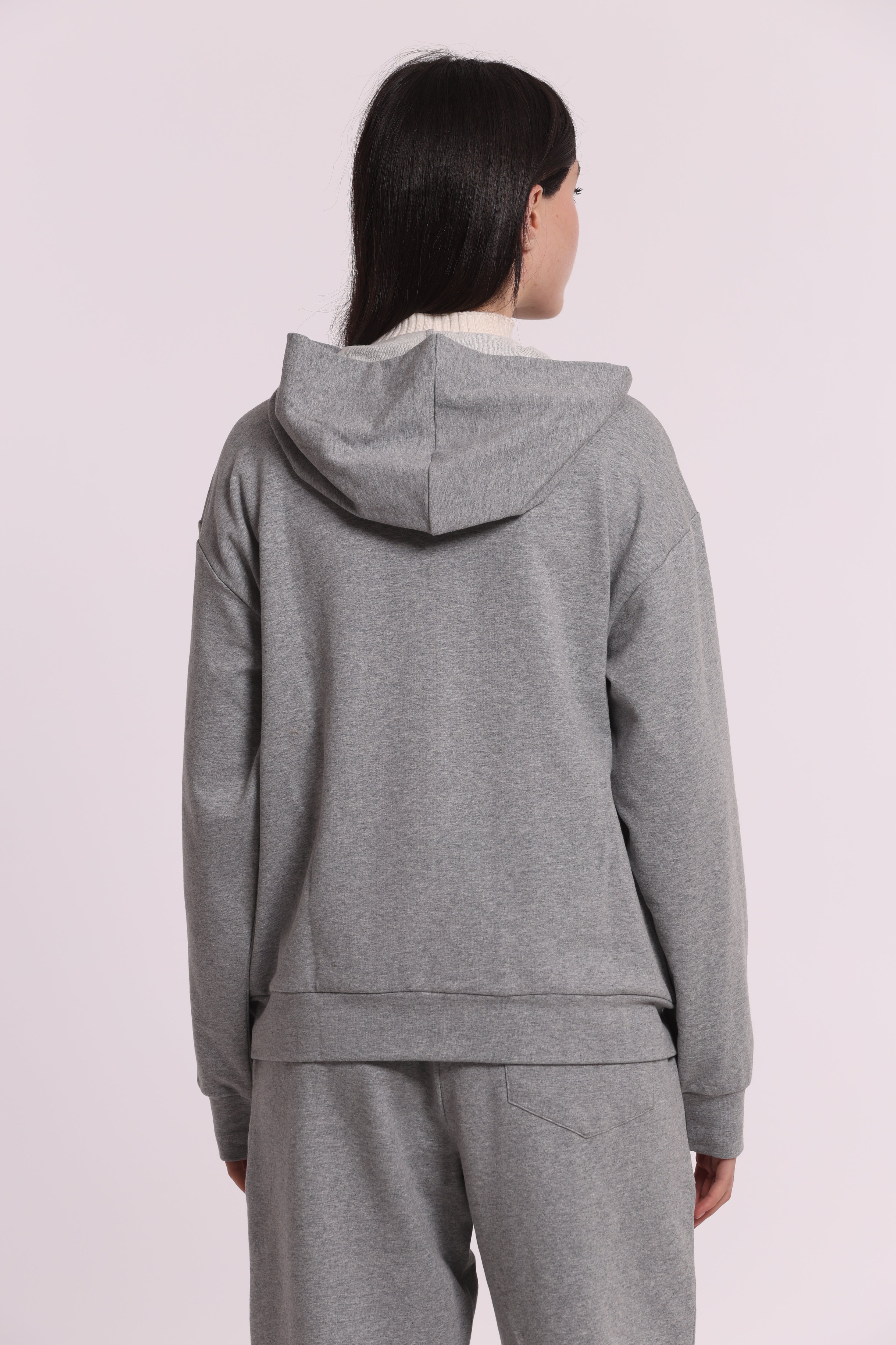 Mimi Mua Felpa con Zip Dettagli Traforati e Strass Nero