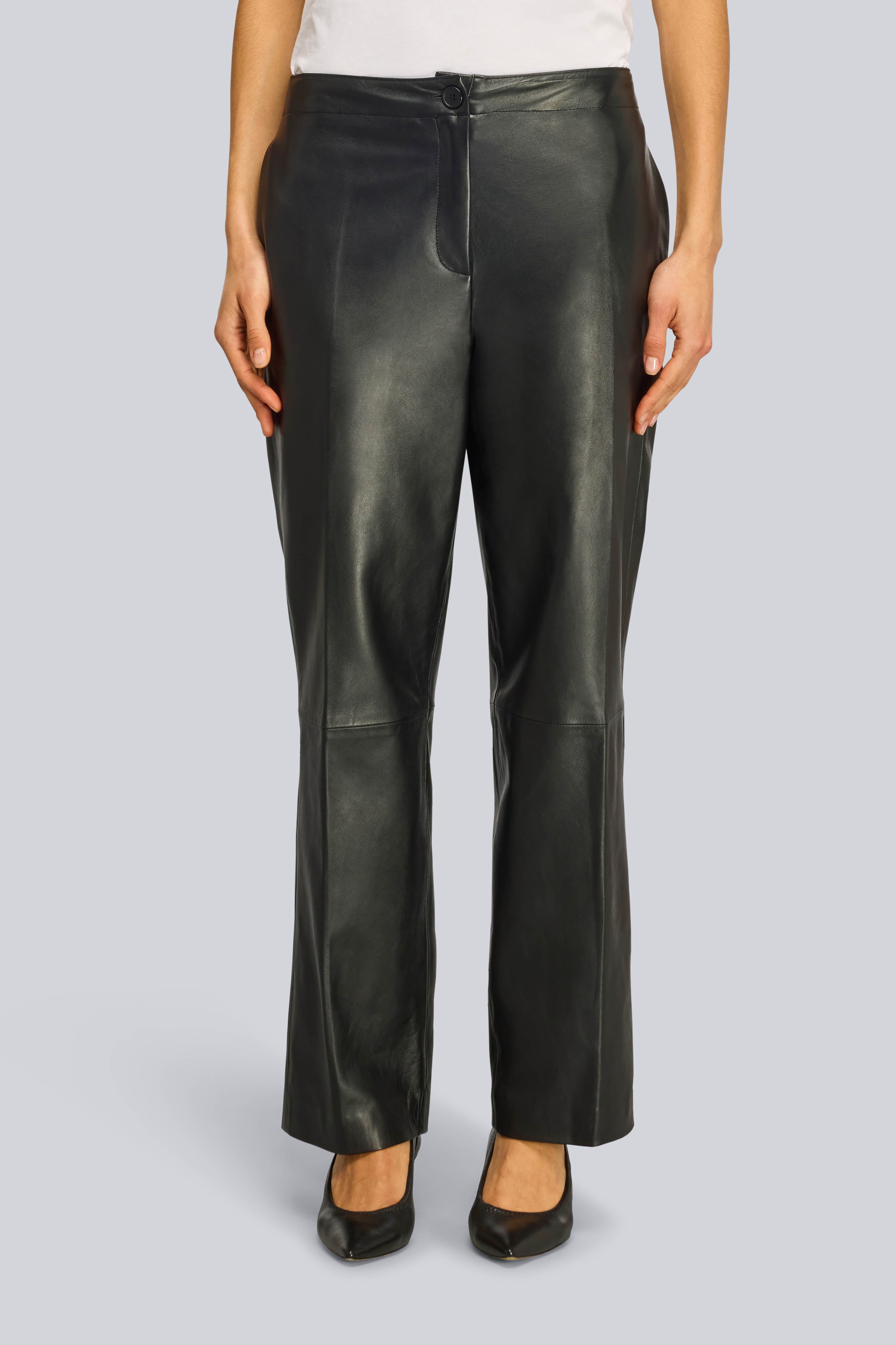 Semicouture Gena pantalone pelle nero gamba dritta