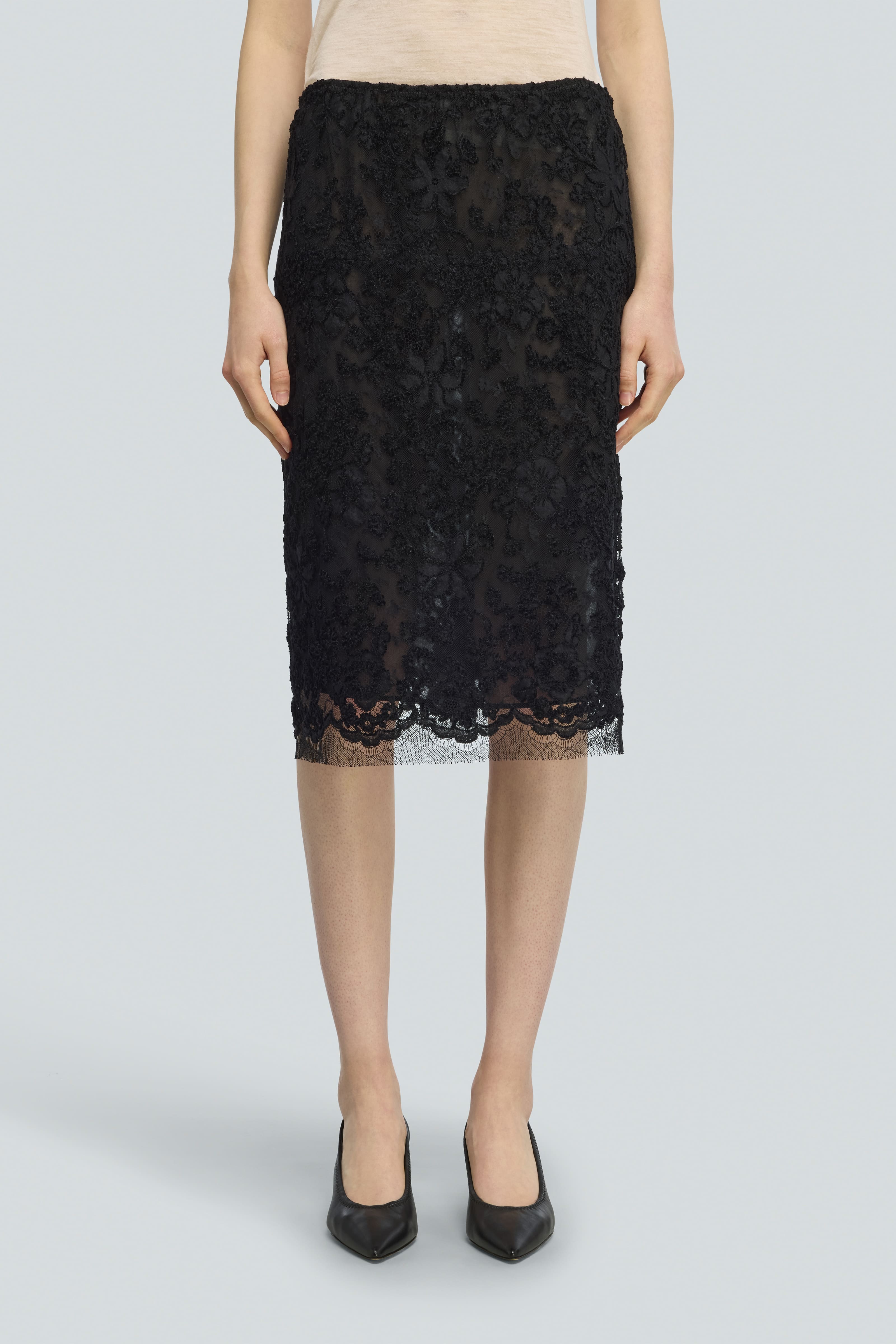 Semicouture Pia gonna pizzo nera