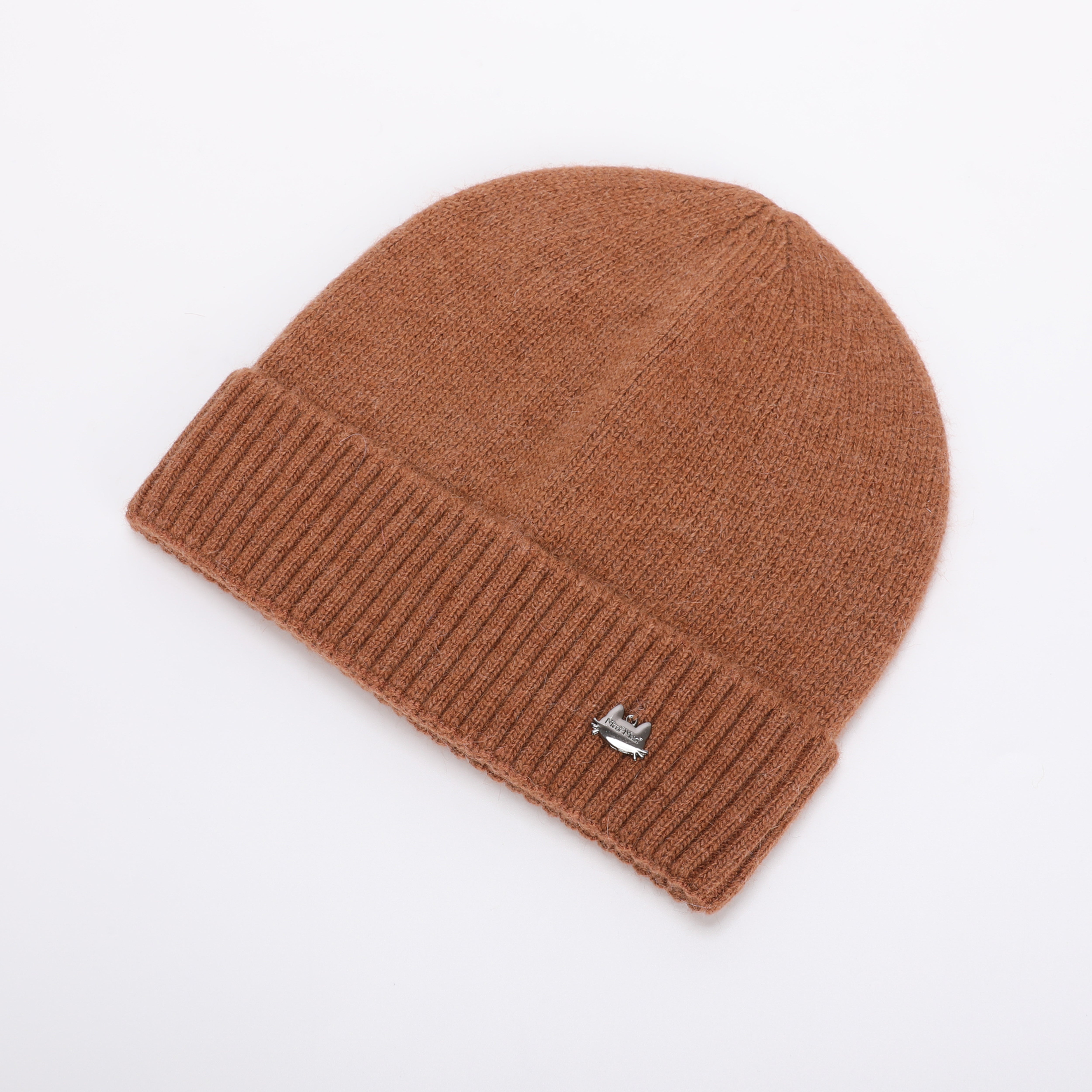 Mimi Mua Berretto tinta unita con risvolto cappello nero caldo