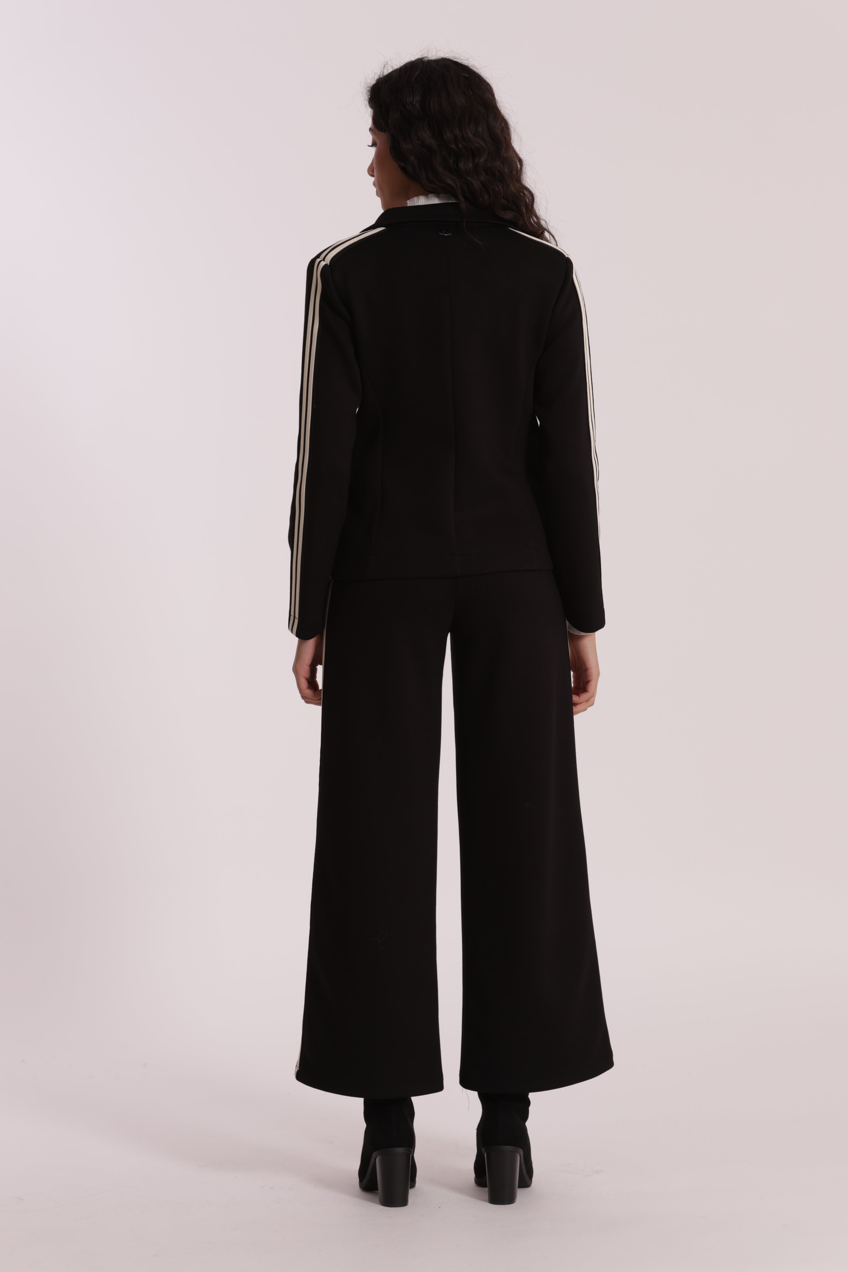 Mimi Mua Pantalone Palazzo Neoprene pantaloni nero passamaneria