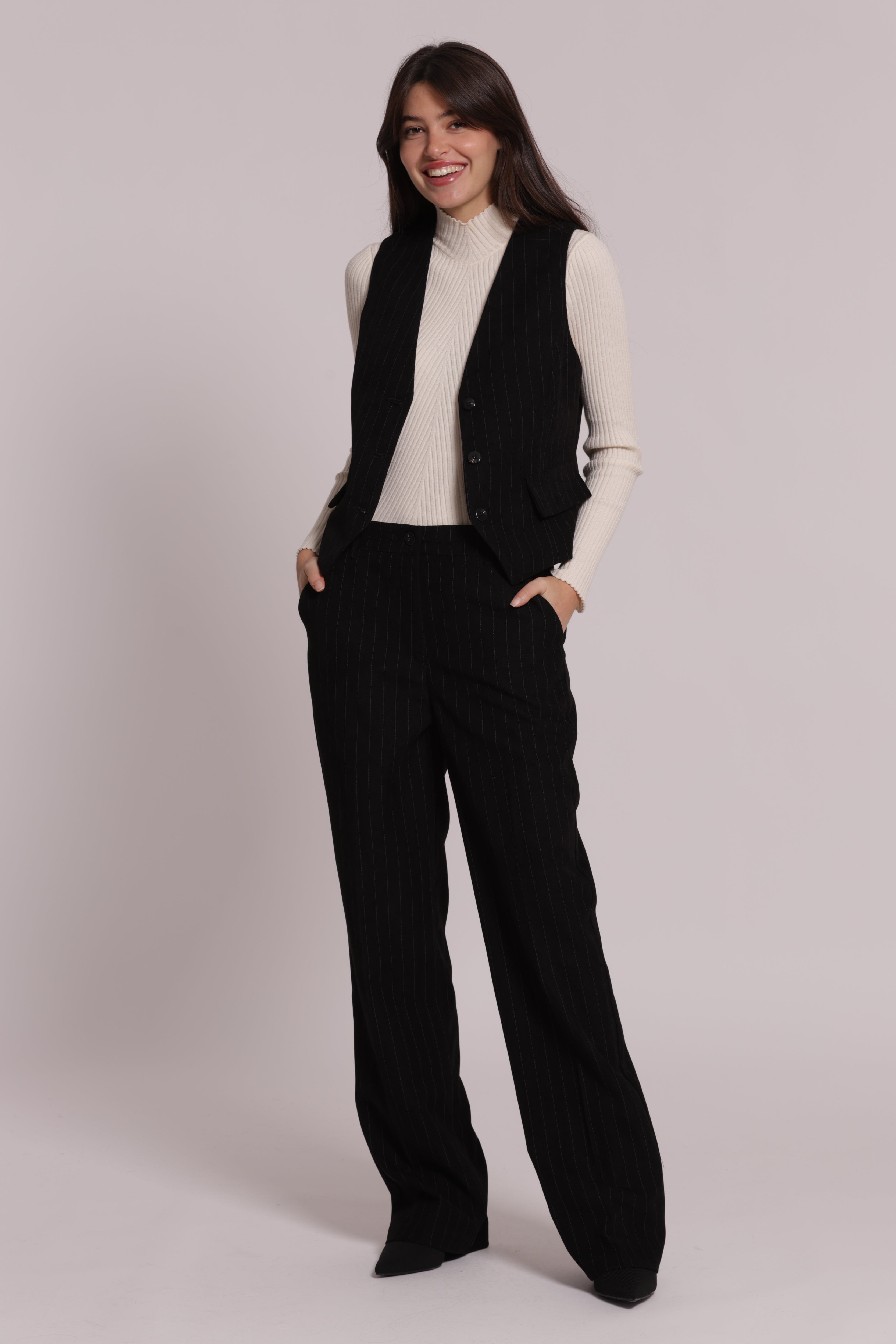 Mimi Mua Gilet Gessato moro sartoriale