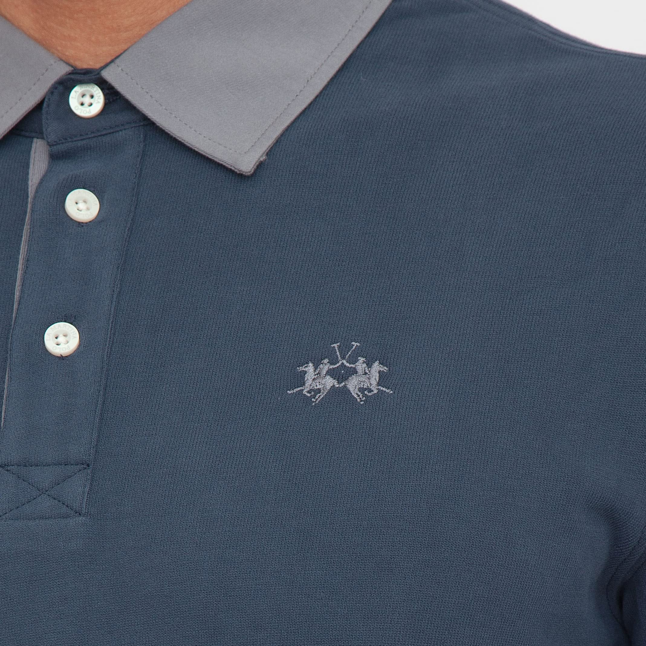 La Martina Heavy Jersey polo uomo manica lunga blu