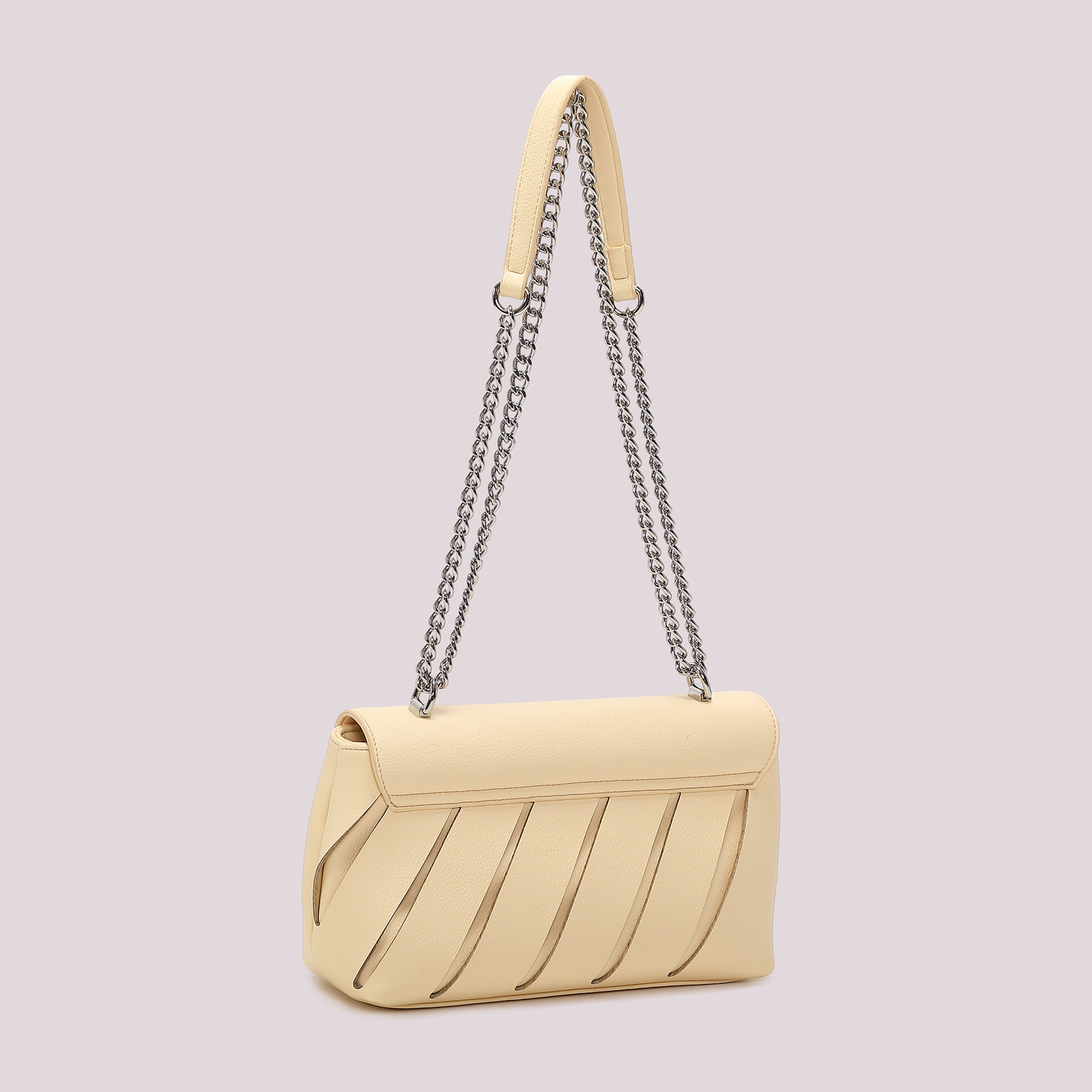 Mimi Mua Borsa Tracolla Tagli Diagonali Panna Ecopelle