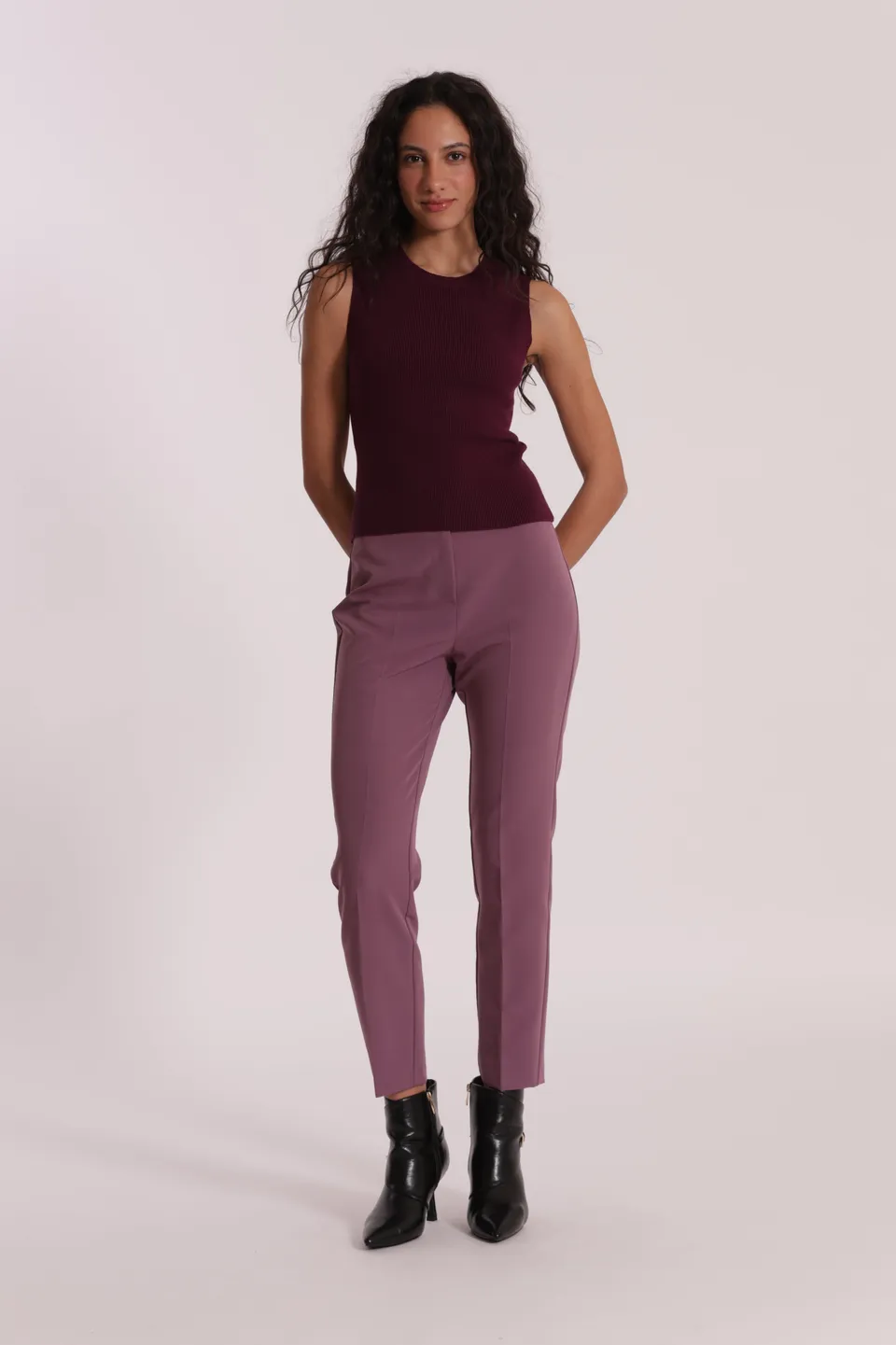 Mimi Mua Pantalone Sigaretta Tessuto Tecnico Nero Elasticizzato