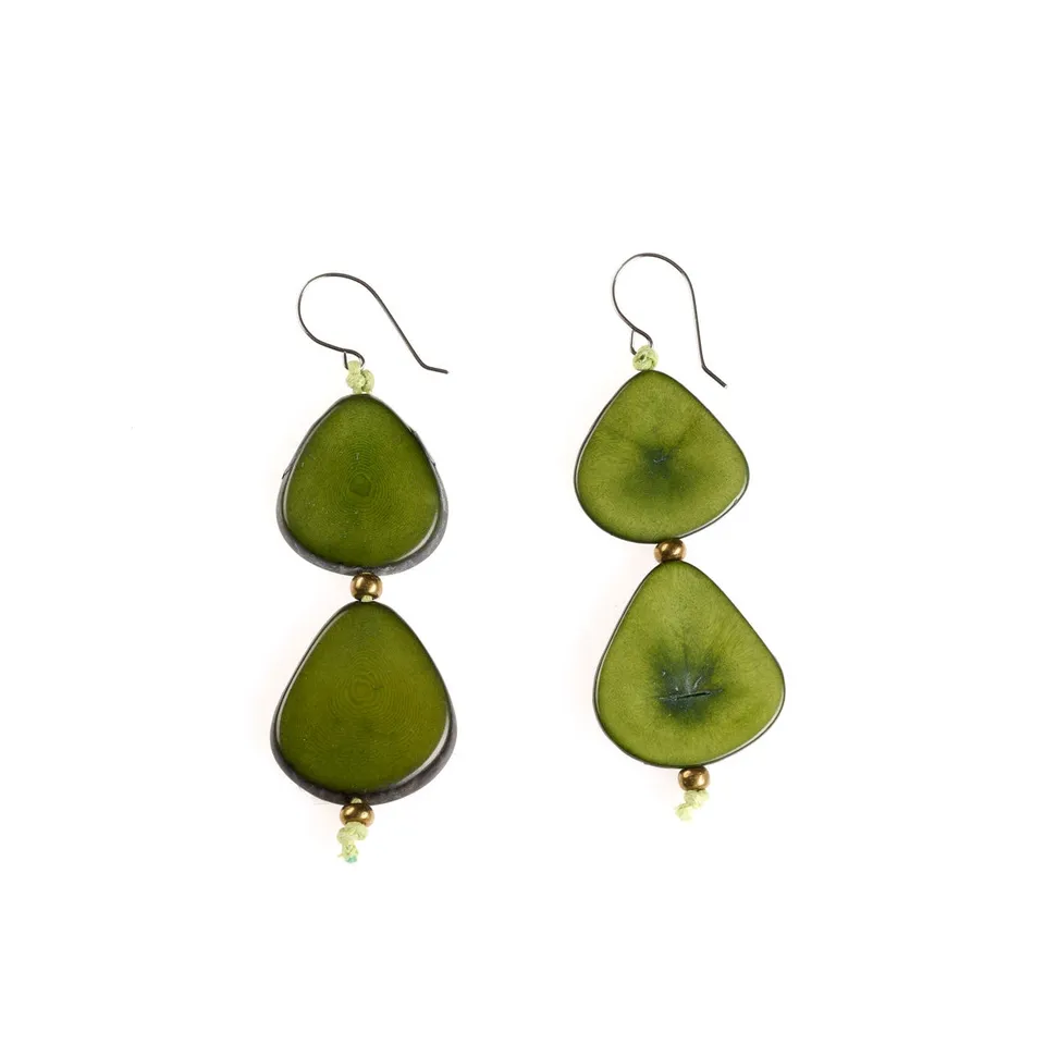 On Earth Gotas orecchini tagua verde h 4 cm