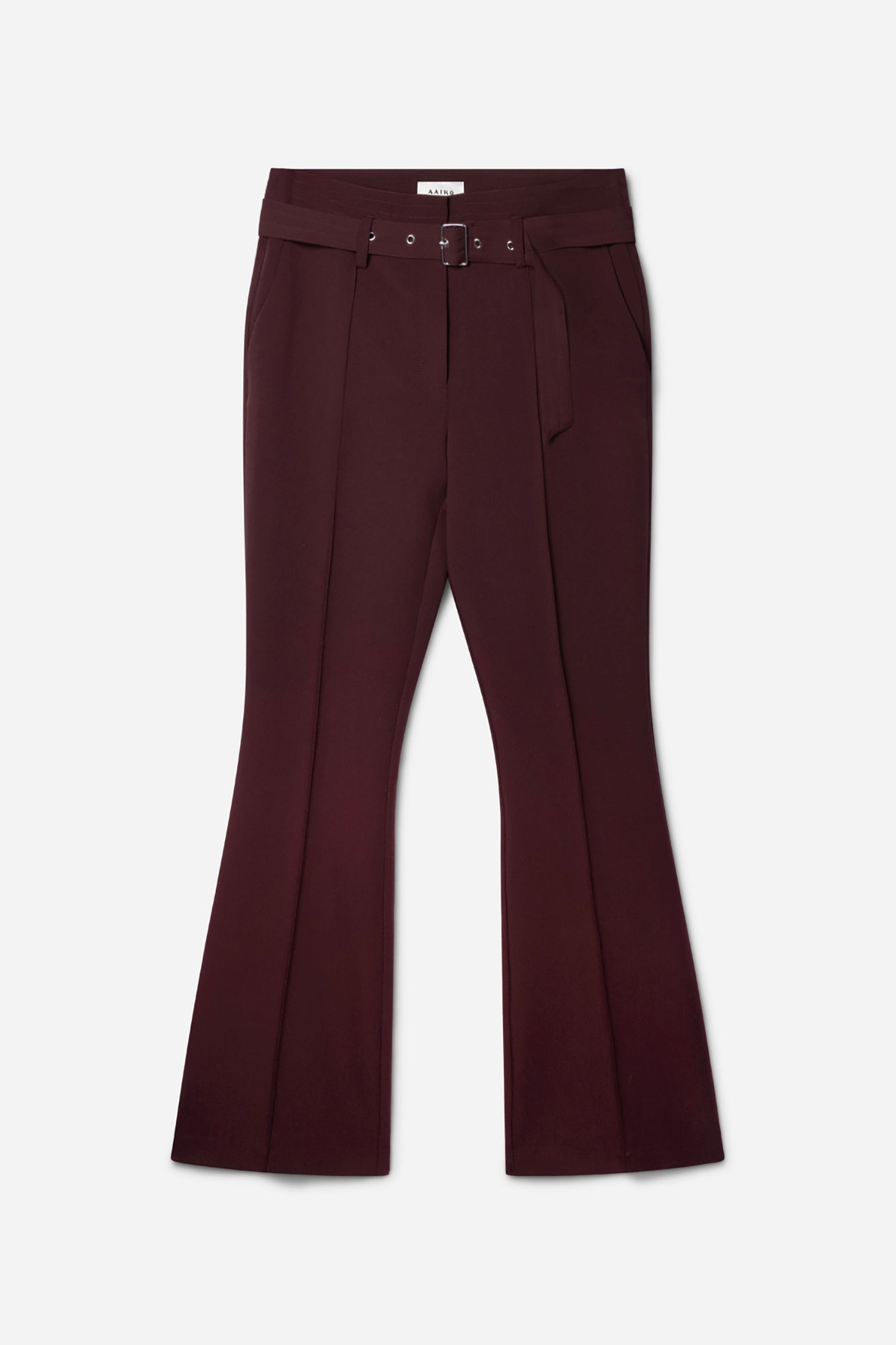 Aaiko Glenn pantaloni flare bordeaux con cintura