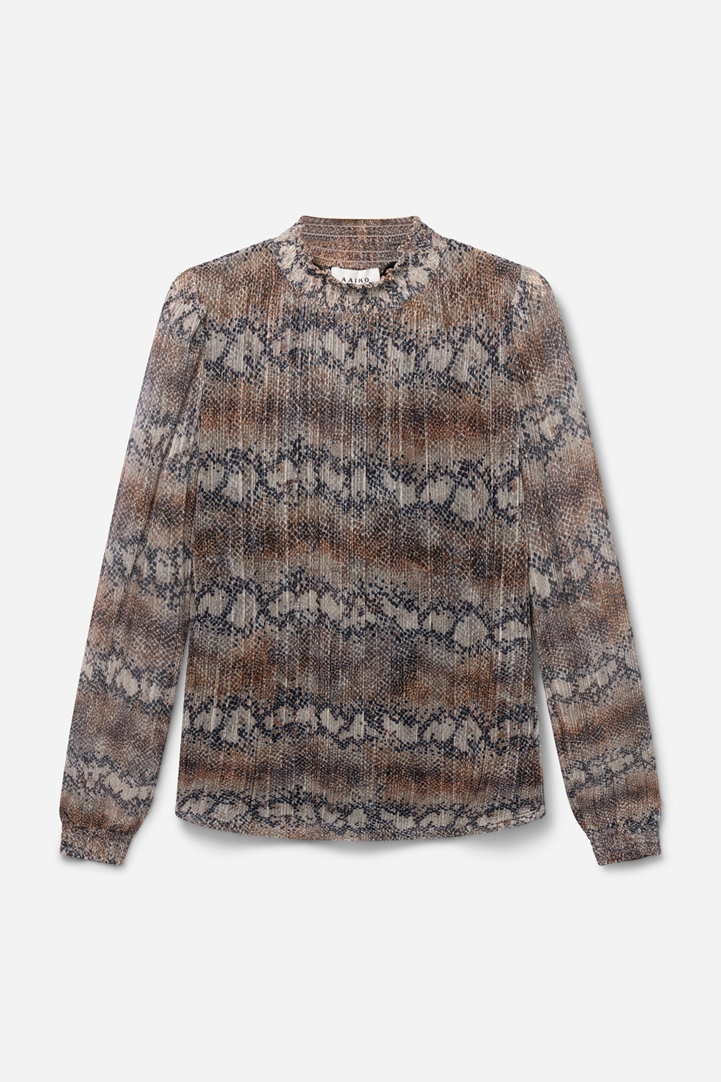 Aaiko Tory top pitonato marrone plissettato eleganti