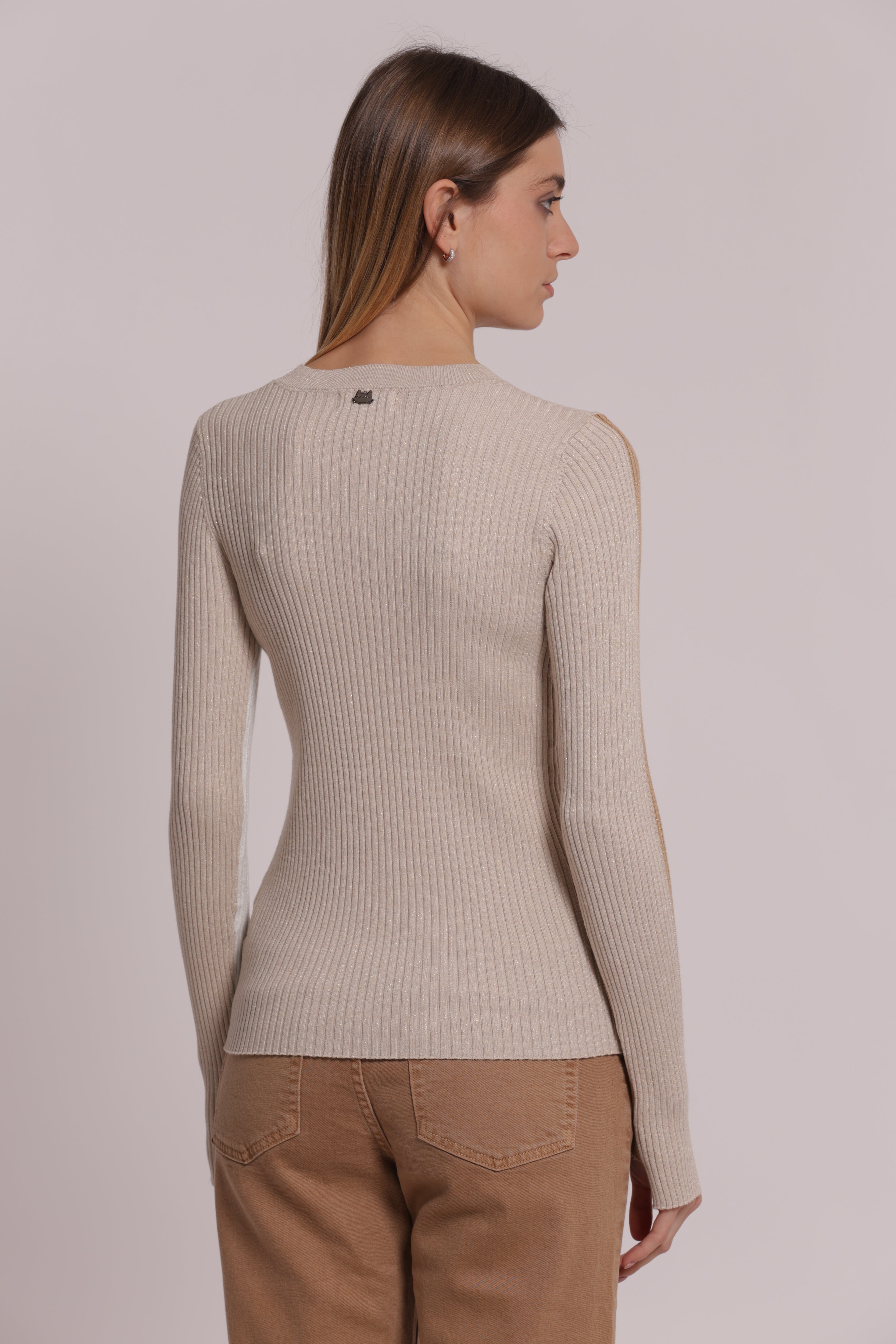 Mimi Mua Maglia Scollo Maniche Bicolor maglia lana