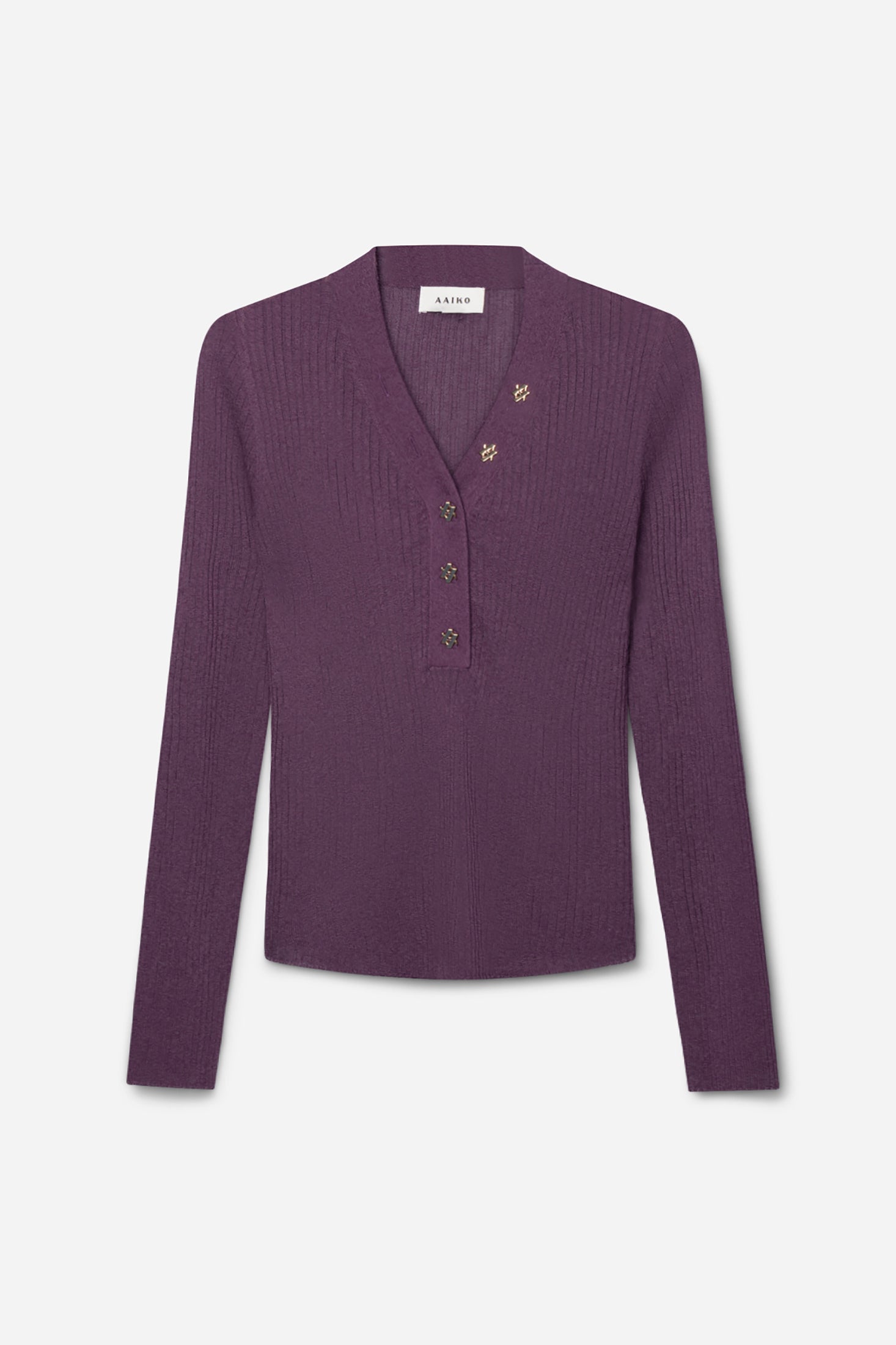 Aaiko Polly maglia viola scollo V bottoni
