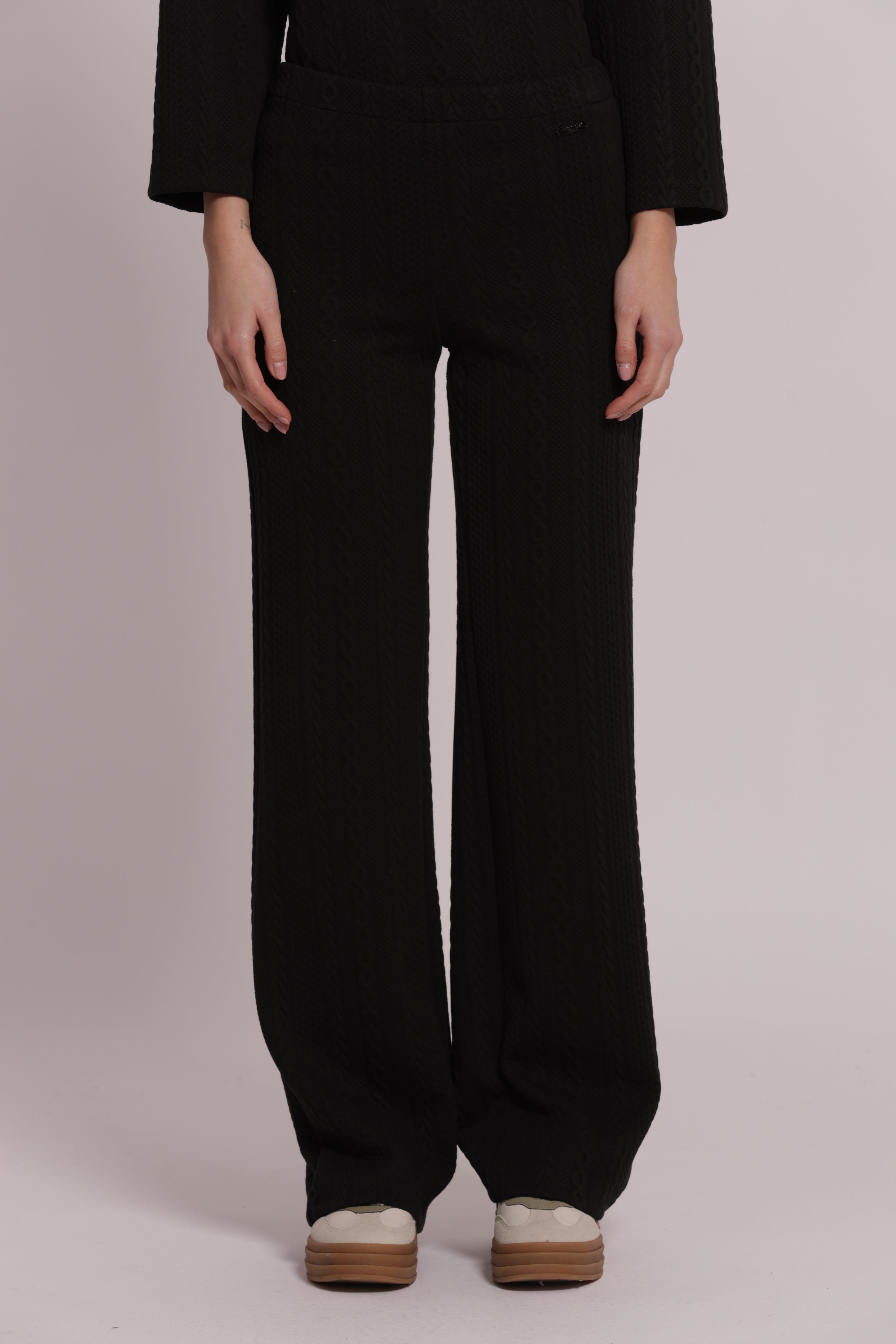 Mimi Mua pantalone in punto milano con treccia nero
