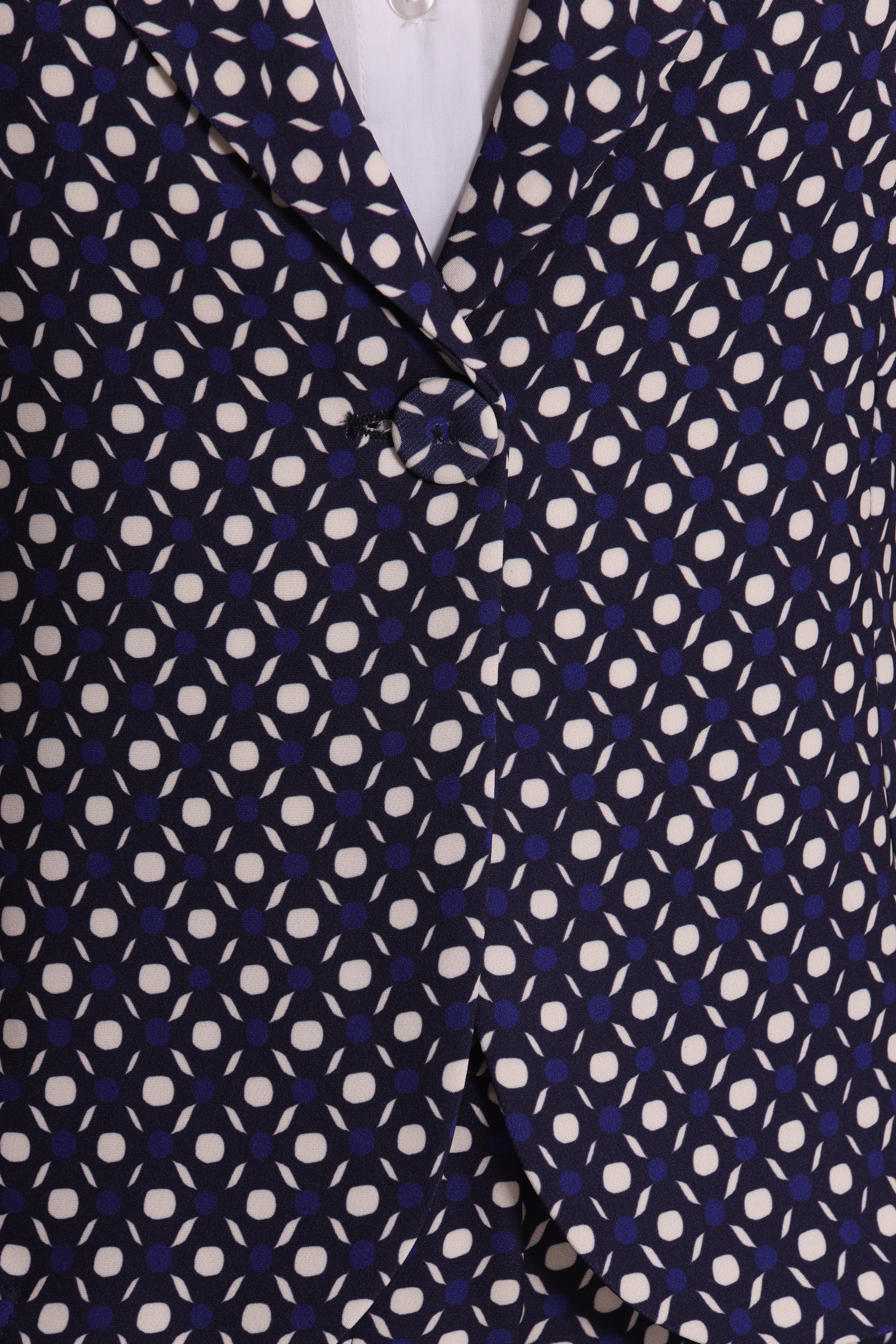 Mimi Mua Giacca Maniche 3/4 Fantasia Geometrica Giacca Blu sfoderata