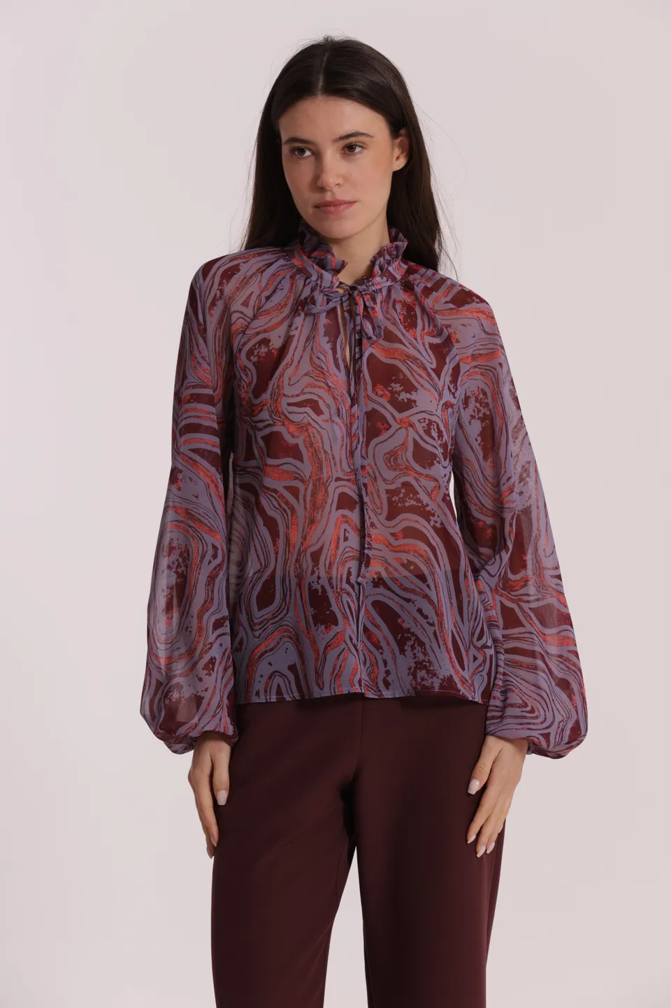 Mimi Mua Marmorea blusa malva bordeaux leggera